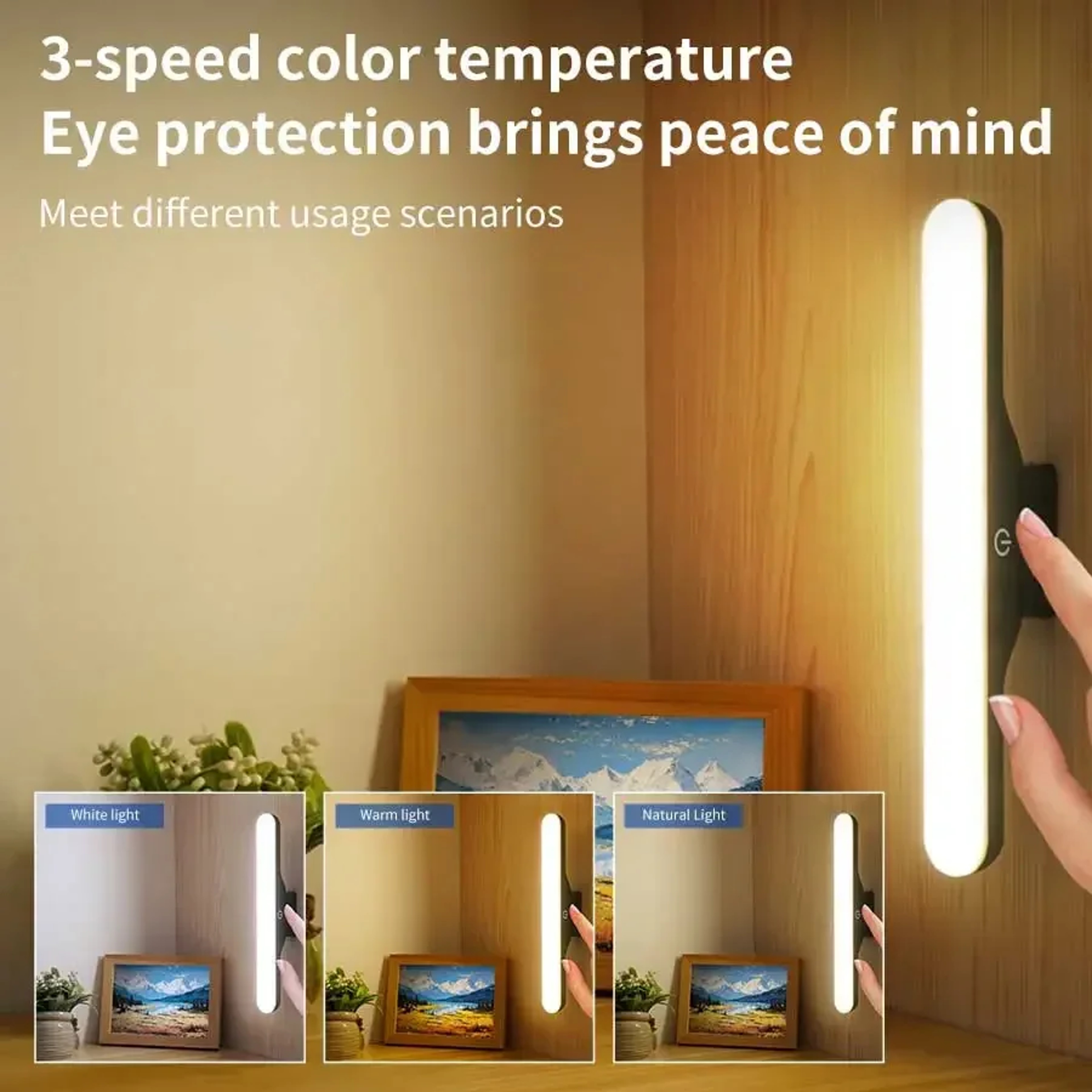 Rechargeable LED Makeup Mirror Light Magnetic Touch Dimmable Vanity Light Bar 2