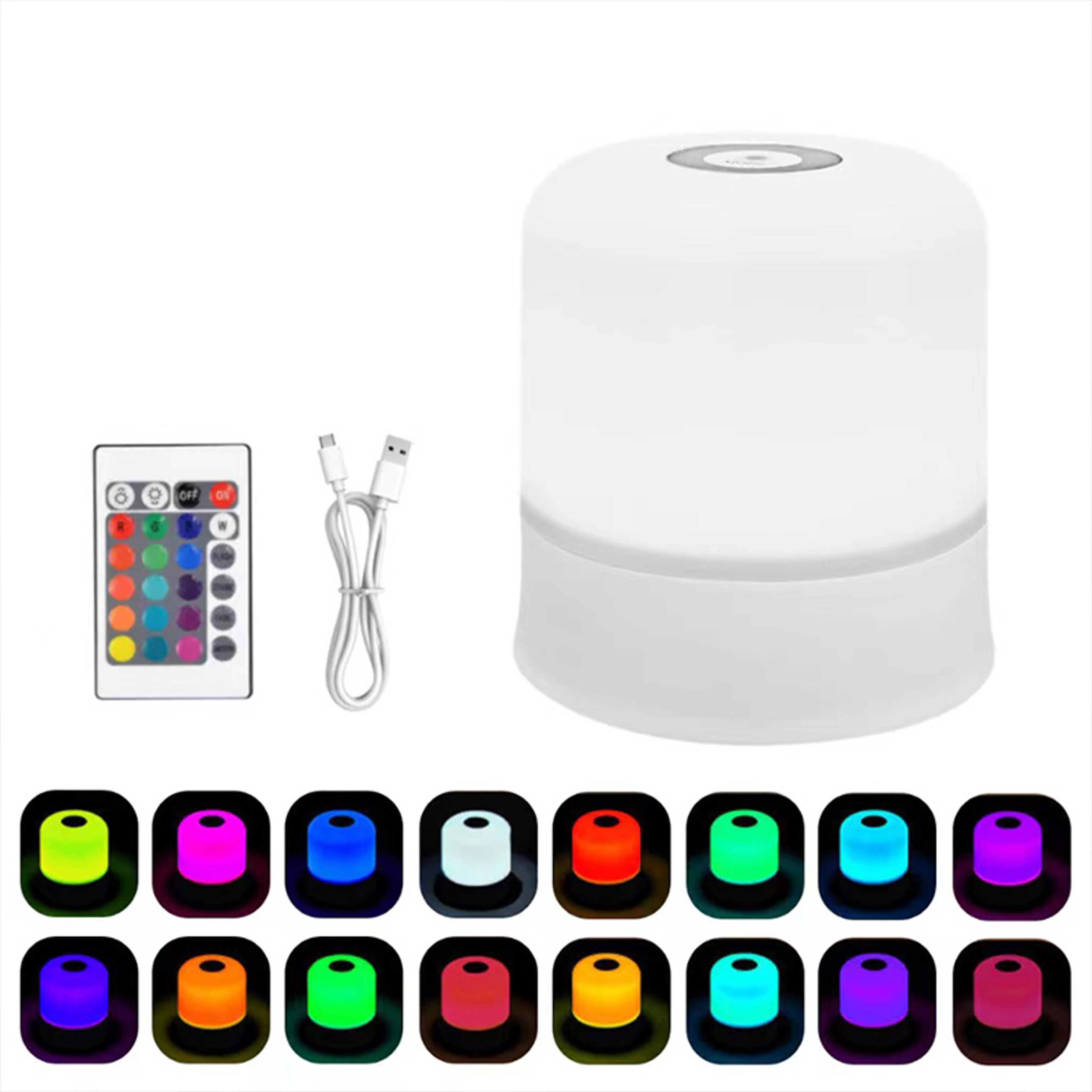 Rechargeable Table Lamp With Remote Control 16 Color RGB Bedside Touch Night Light 6