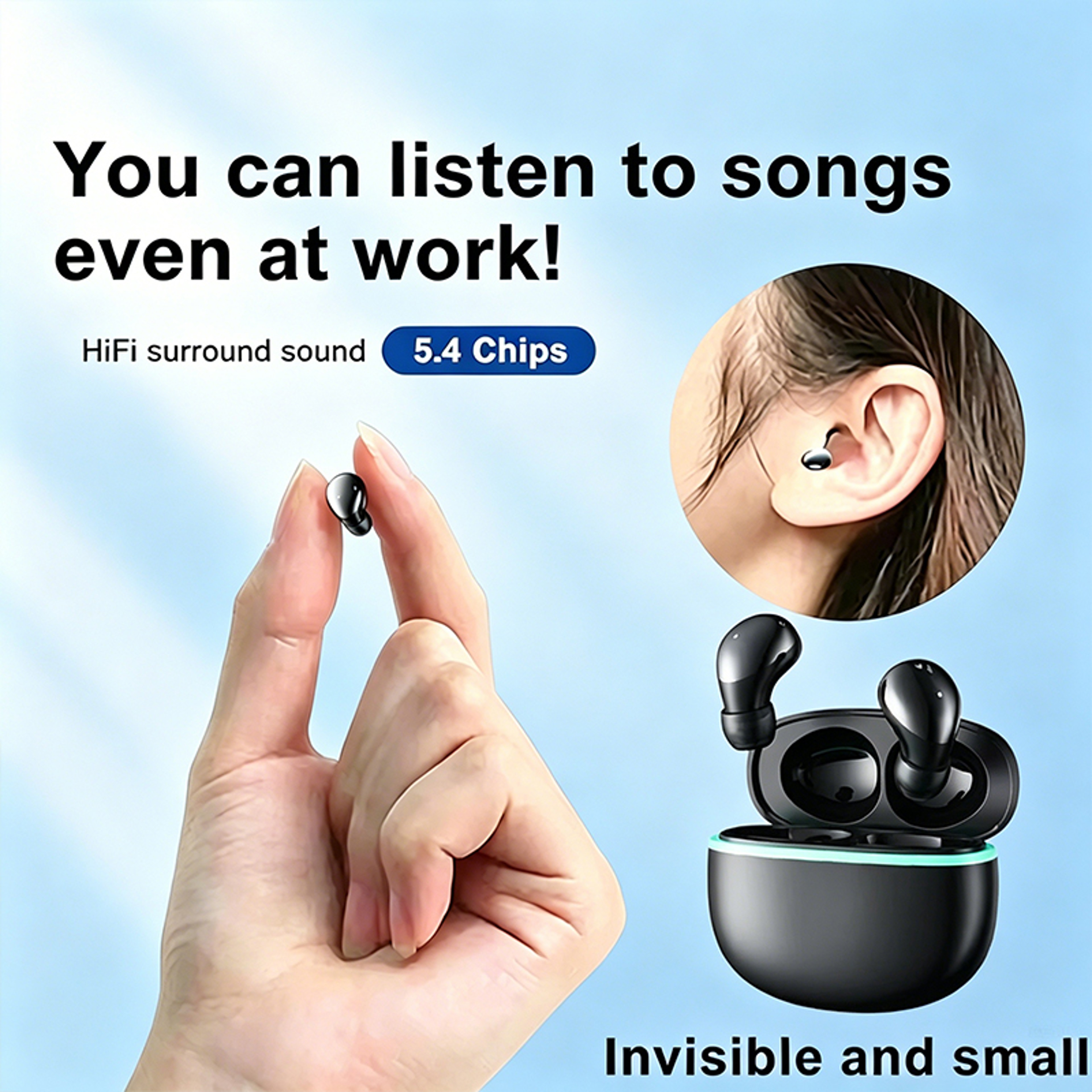 SleepSound Bluetooth 54 Invisible Earbuds For Sleeping  Sports With Deep Bass 2