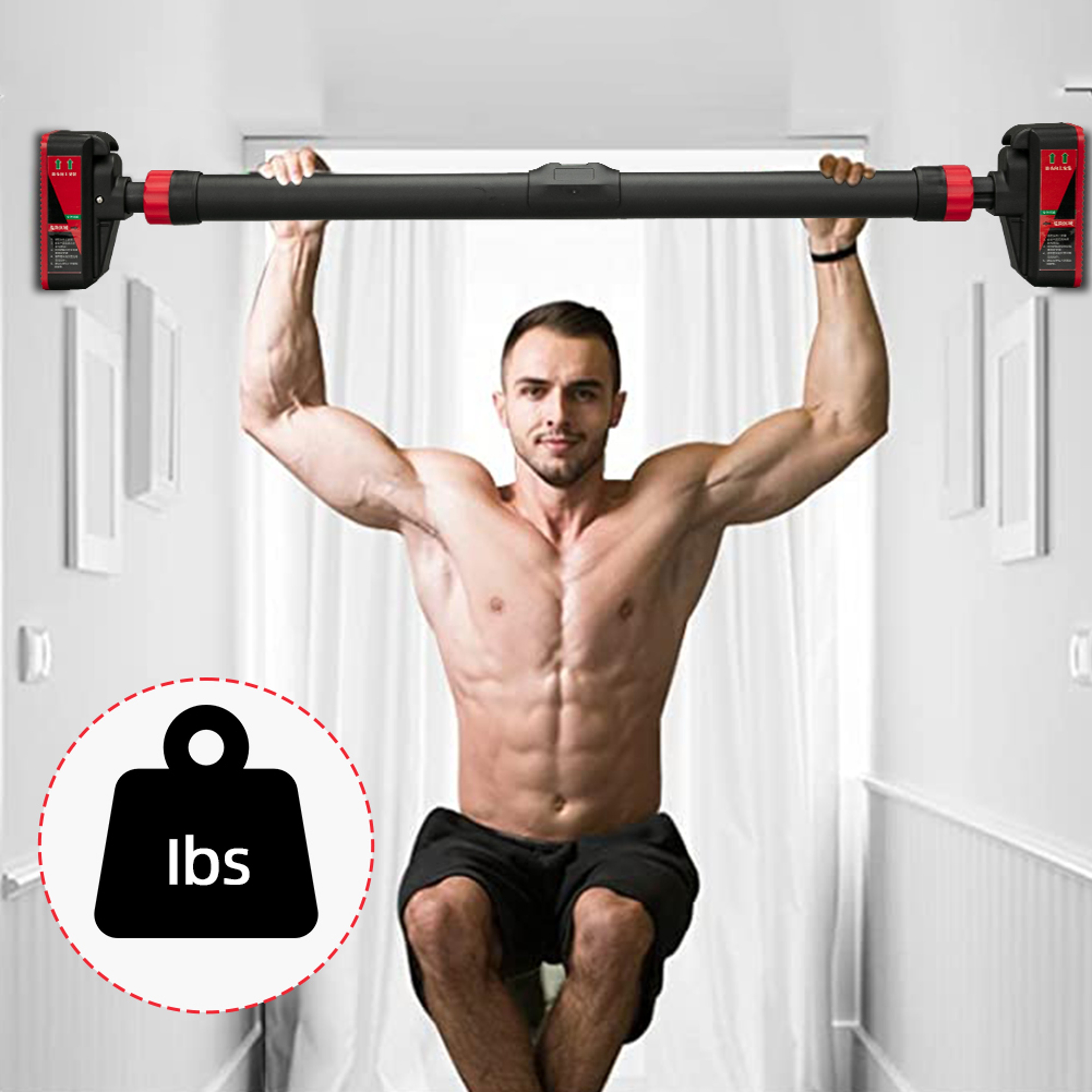 PowerGrip Doorway Pull Up Bar Adjustable Chin Up Bar With Level Gauge 5