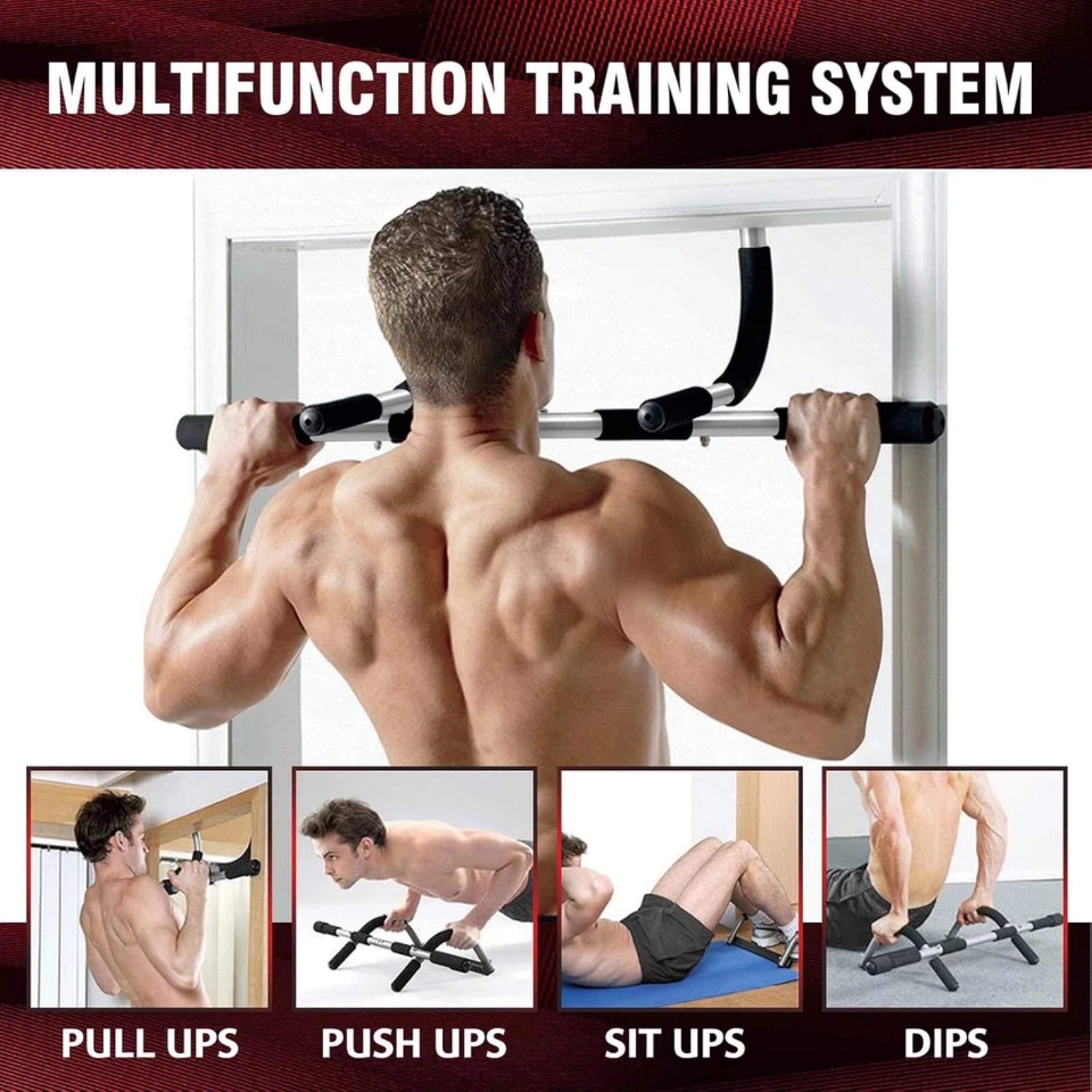 Doorway Pull Up Bar Multi Function Chin Up Bar For Home Gym Strength Training 4