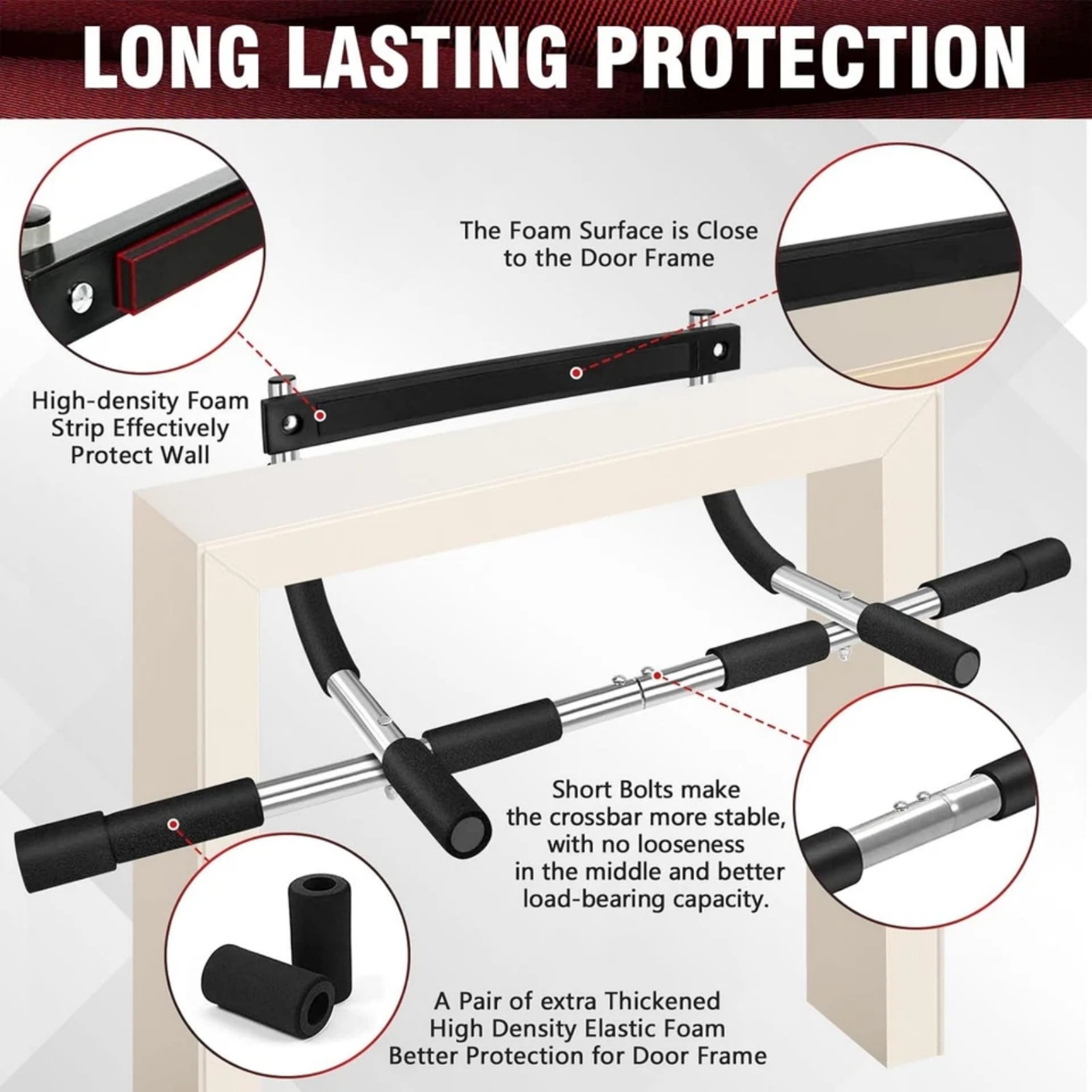 Doorway Pull Up Bar Multi Function Chin Up Bar For Home Gym Strength Training 6