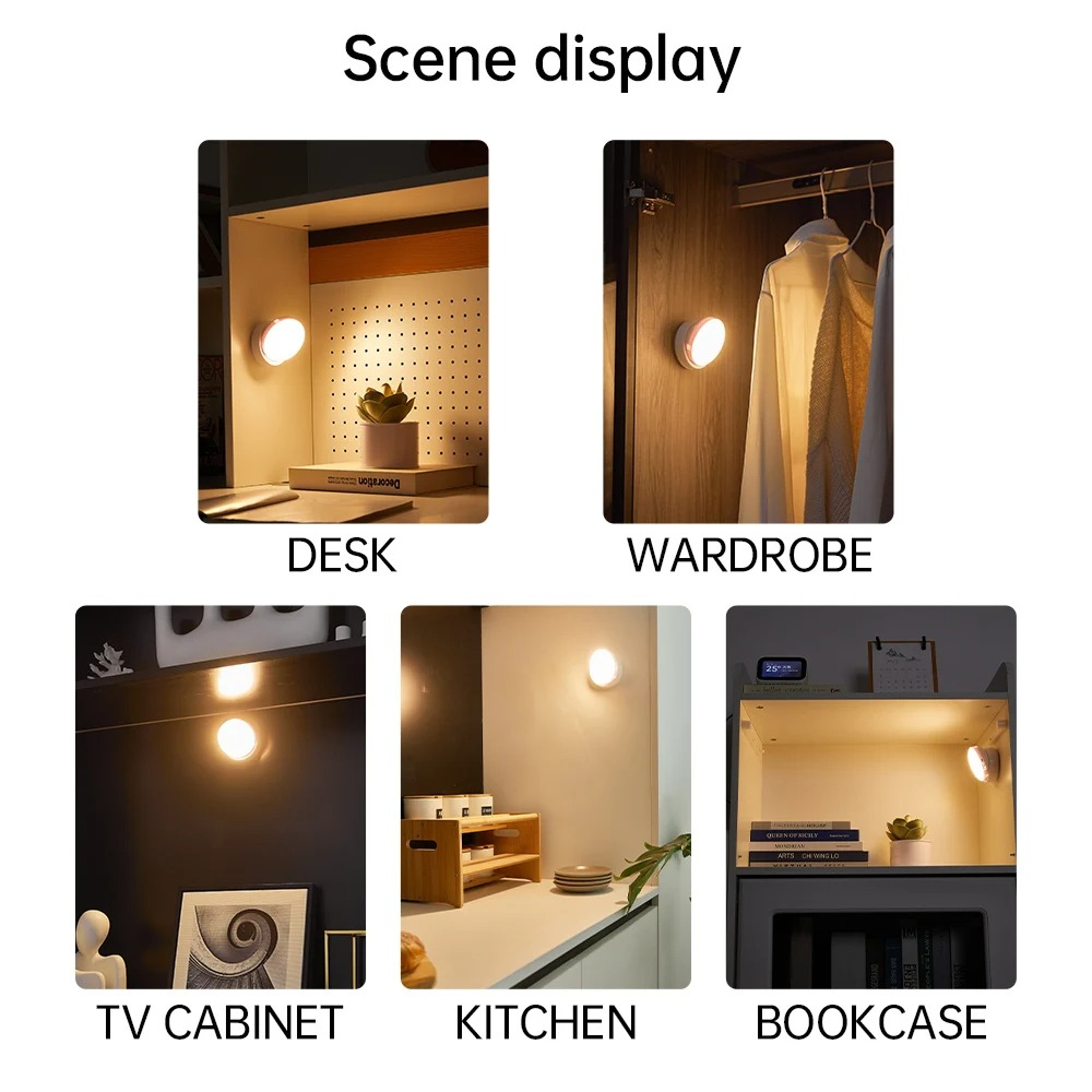 Smart Round Motion Sensor Night Light USB Rechargeable LED Wall Lamp For Bedroom Hallway Bathroom 6