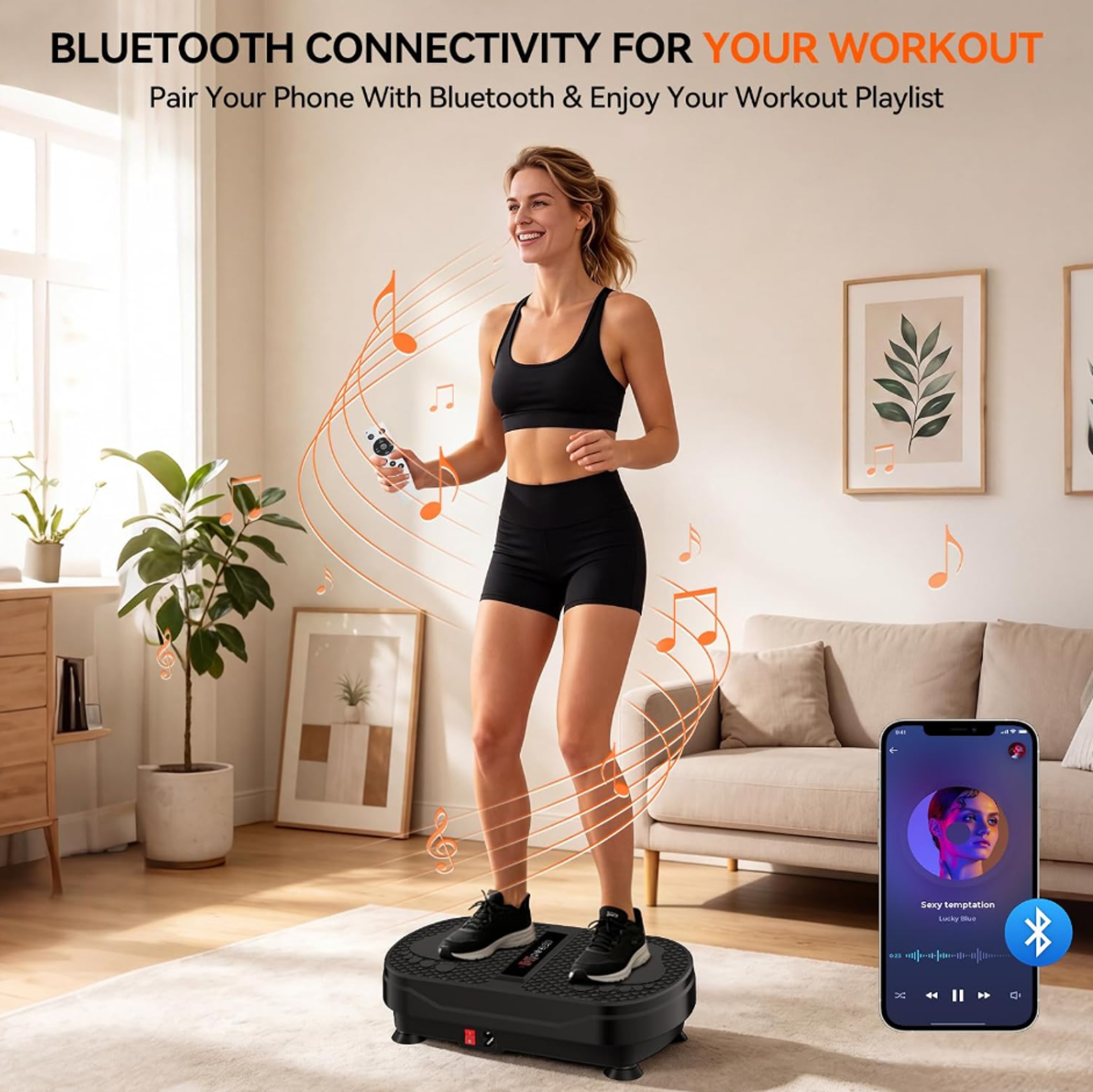Whole Body Vibration Plate Exercise Machine with Resistance Bands and Remote Control – view 3