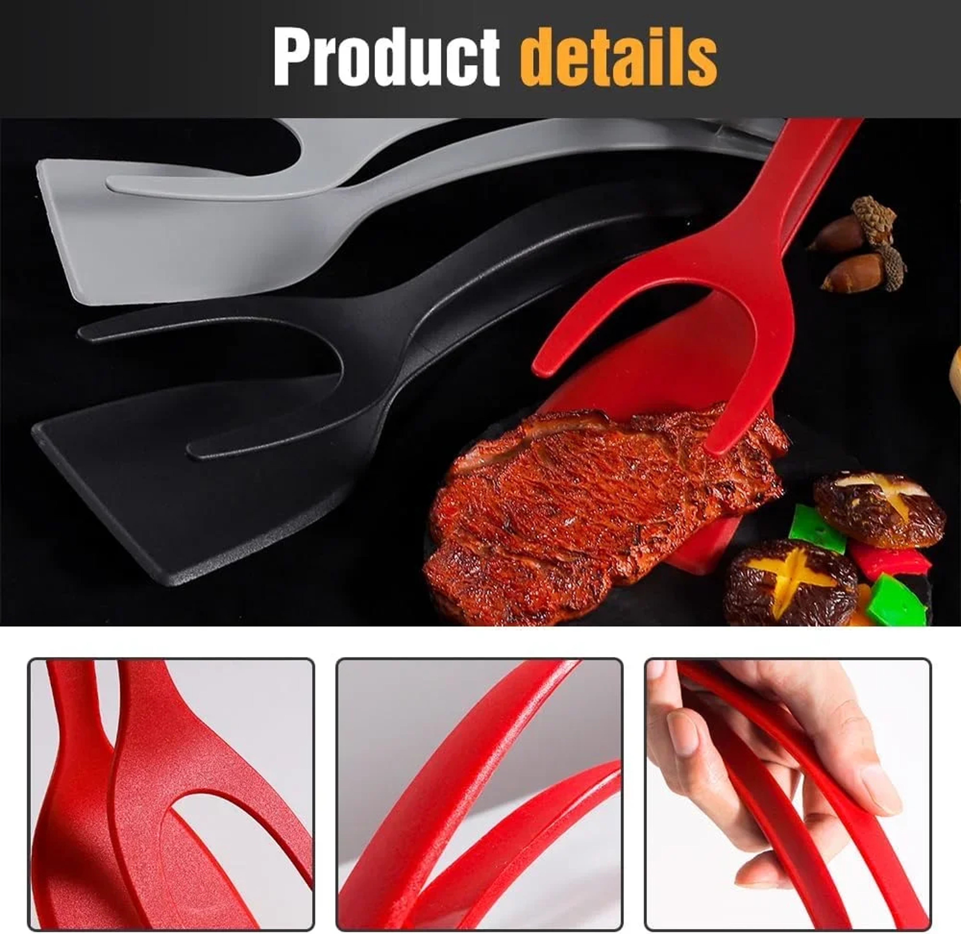 Egg Flipper Spatula And Grip And Flip Tongs For Nonstick Cooking 4