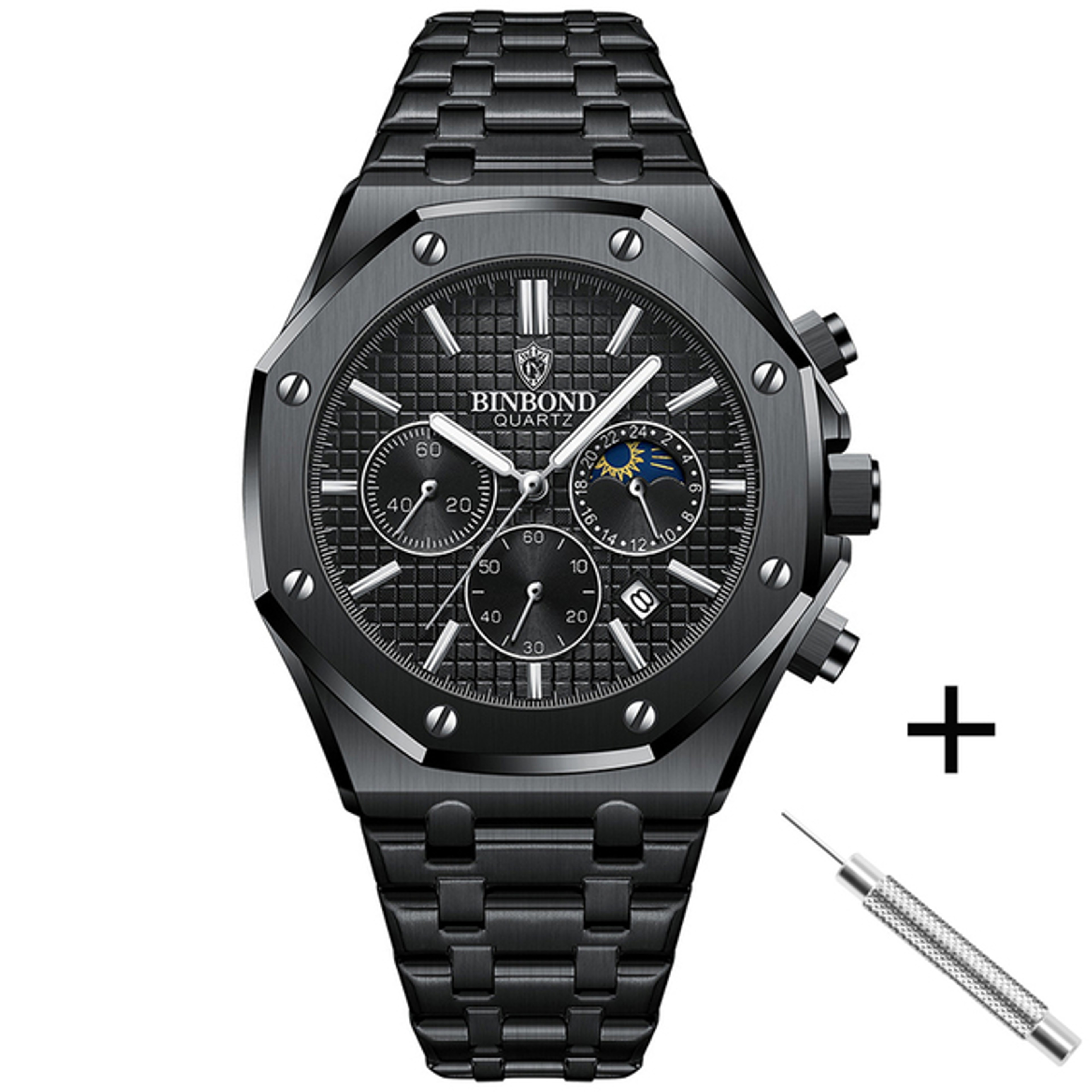 Mens Chronograph Watch Waterproof Luminous Quartz Stainless Steel – view 8