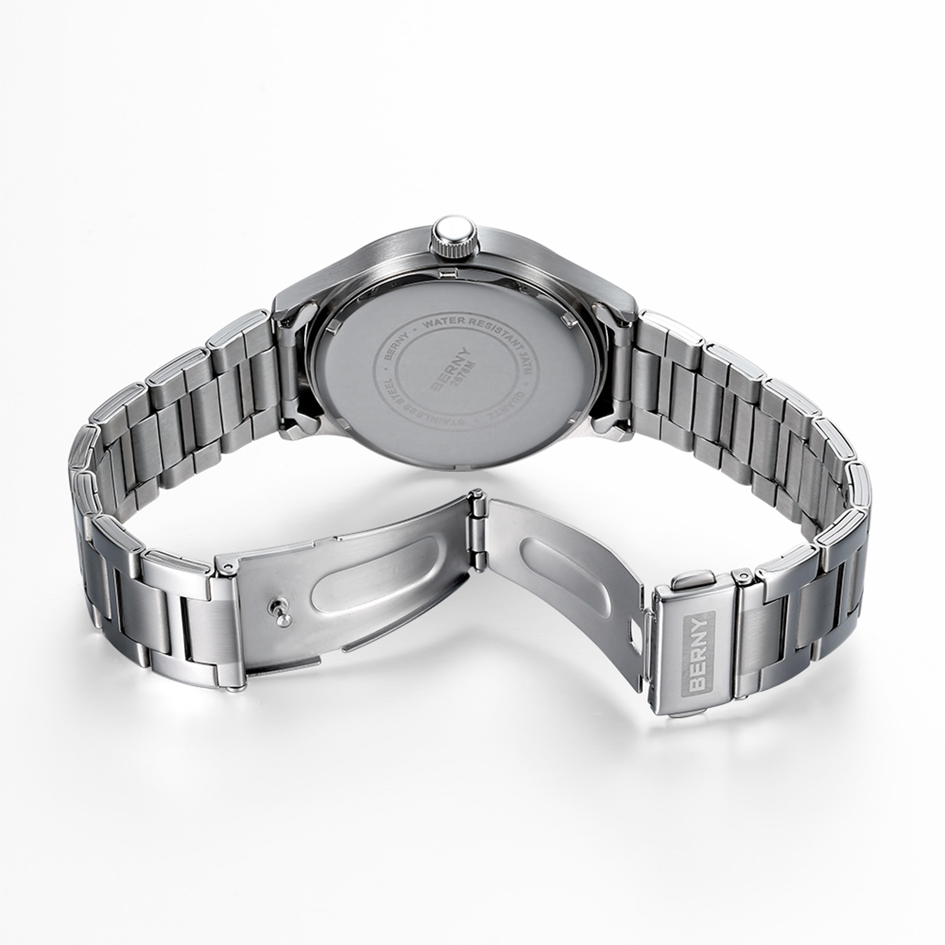 Ultra Thin Mens Quartz Dress Watch Stainless Steel 4