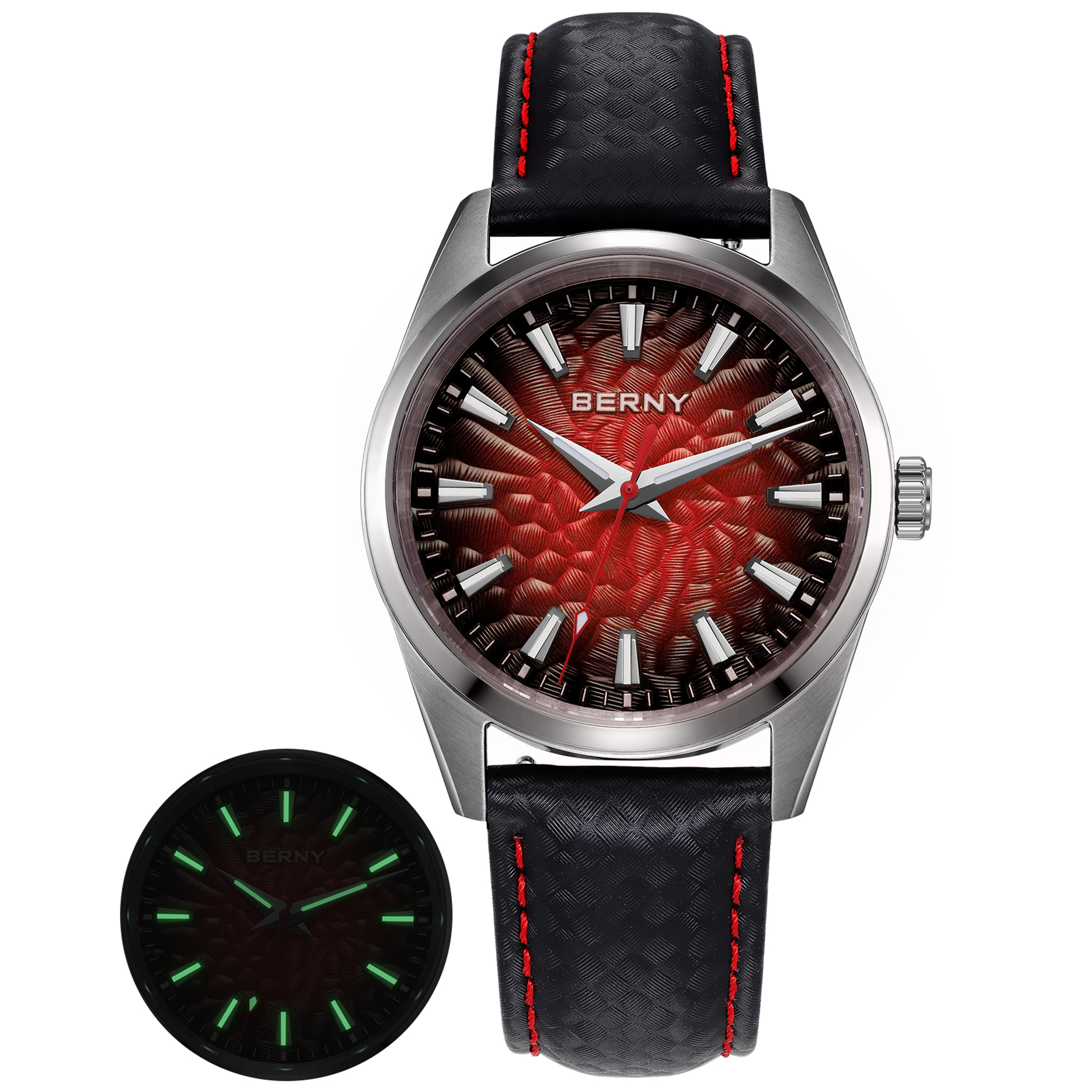 Mens Sapphire Quartz Watch 10ATM Luminous Stainless Steel Dress Watch 9
