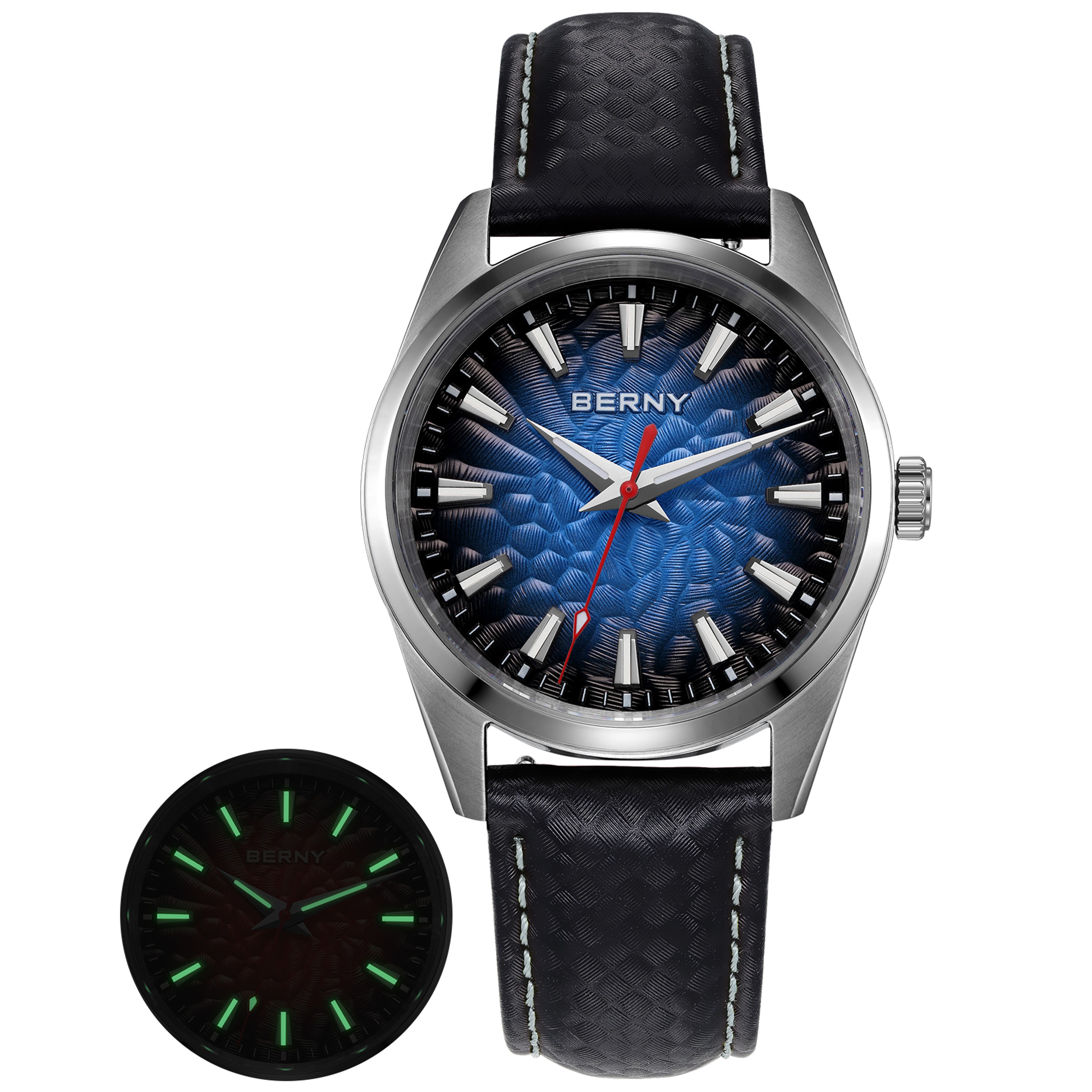 Mens Sapphire Quartz Watch 10ATM Luminous Stainless Steel Dress Watch 11