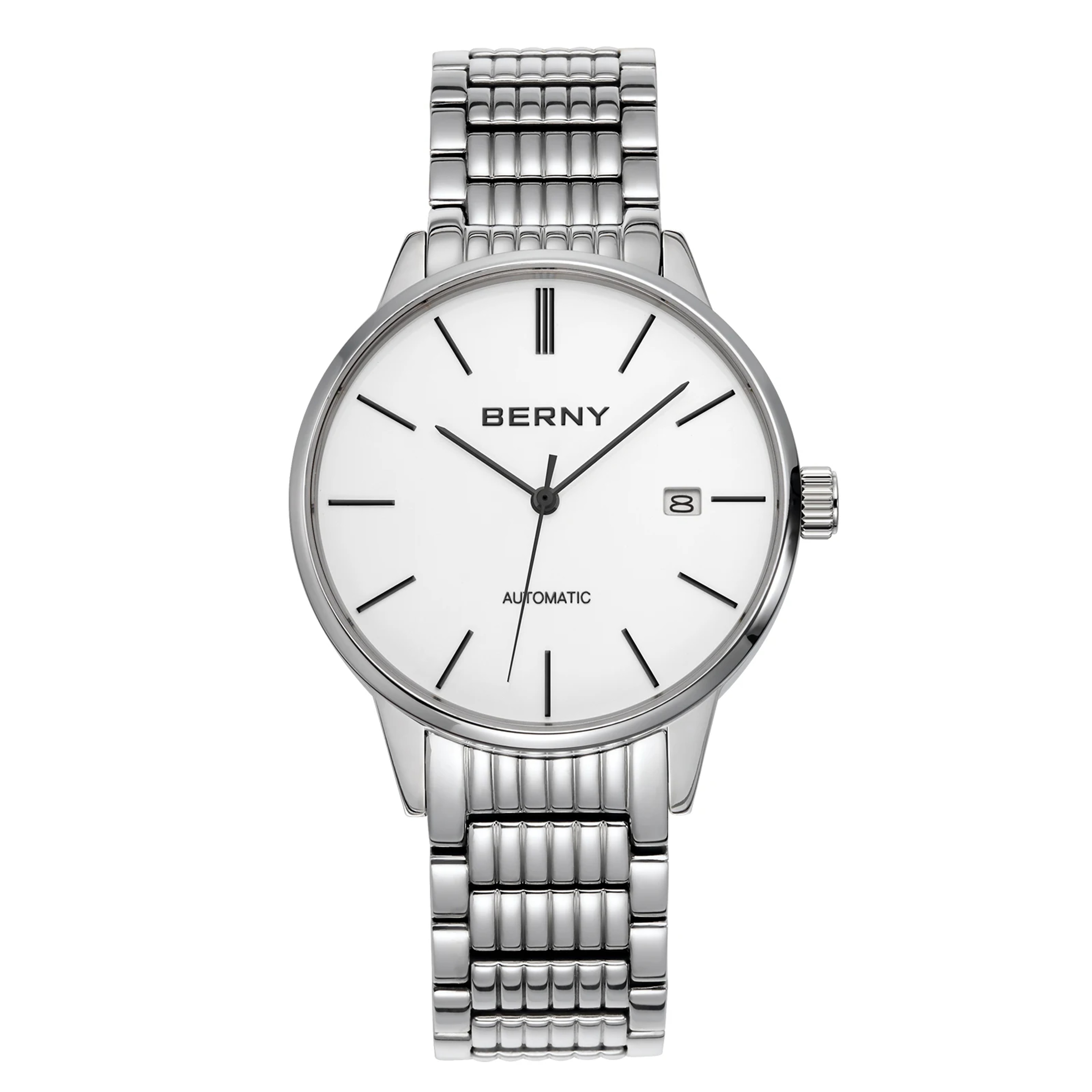 Mens Automatic Dress Watch Sapphire Crystal Stainless Steel 6