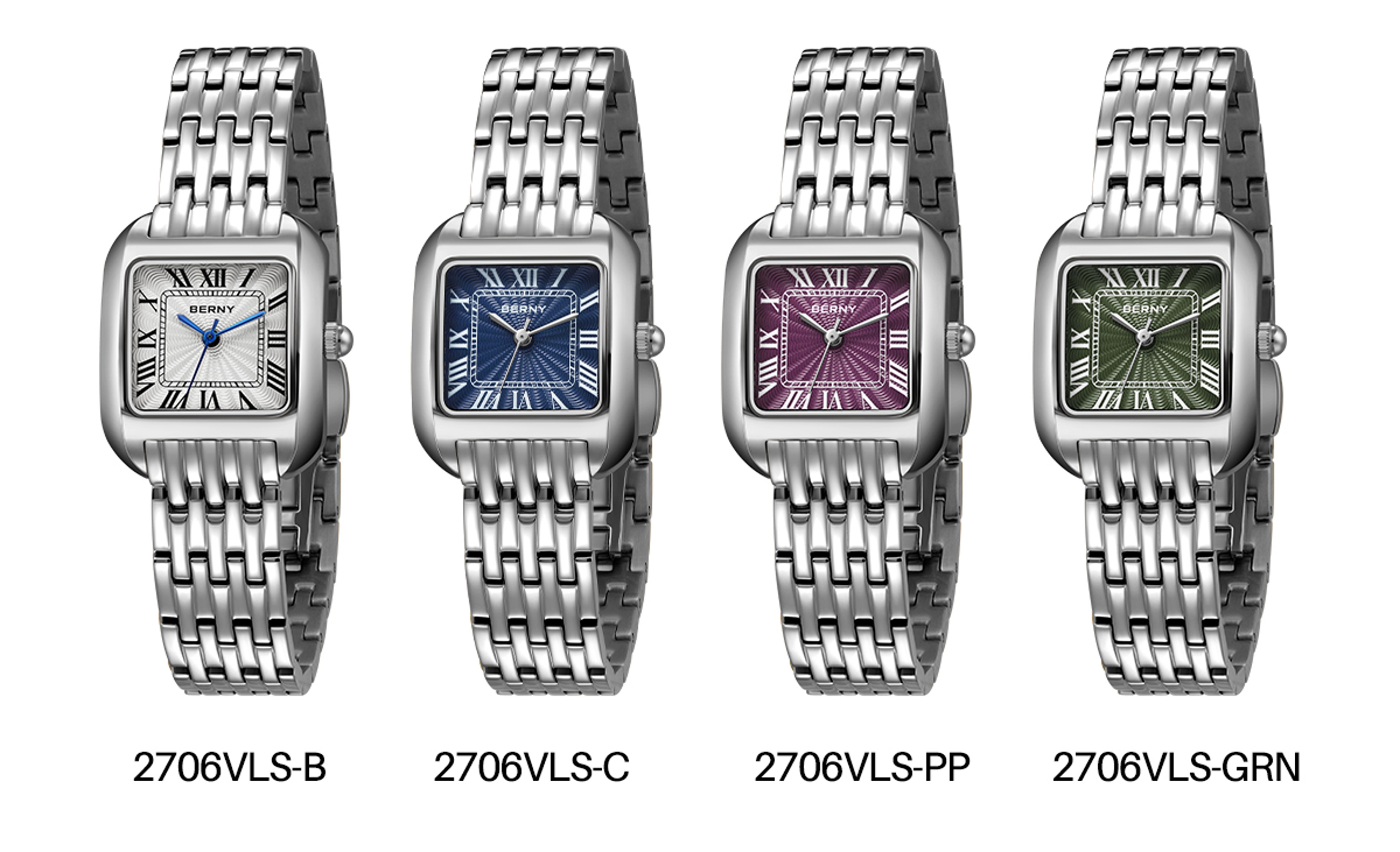 Dial Square Womens Watch Stainless Steel Quartz 5