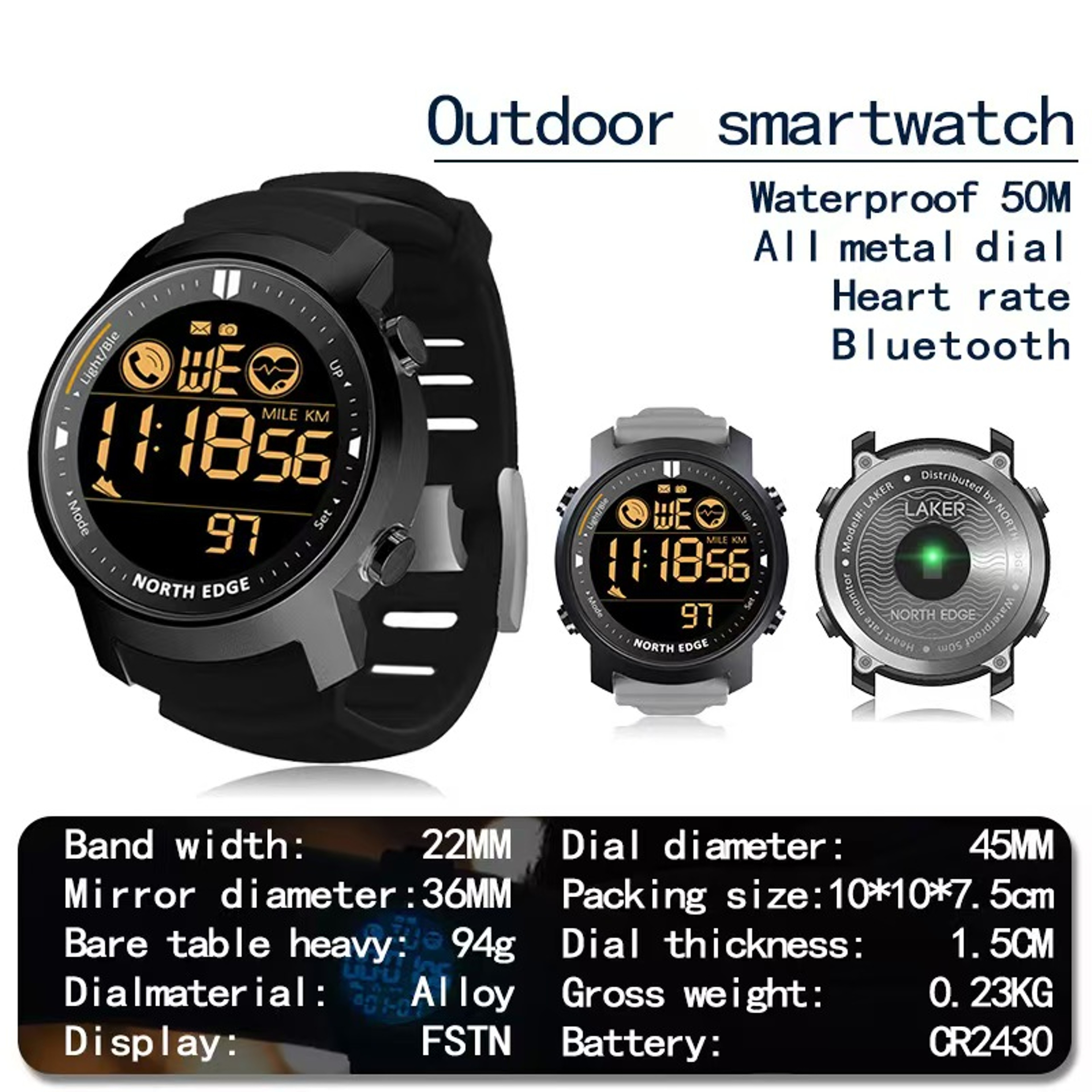 Mens Waterproof Smartwatch With Heart Rate Monitor And Bluetooth 1