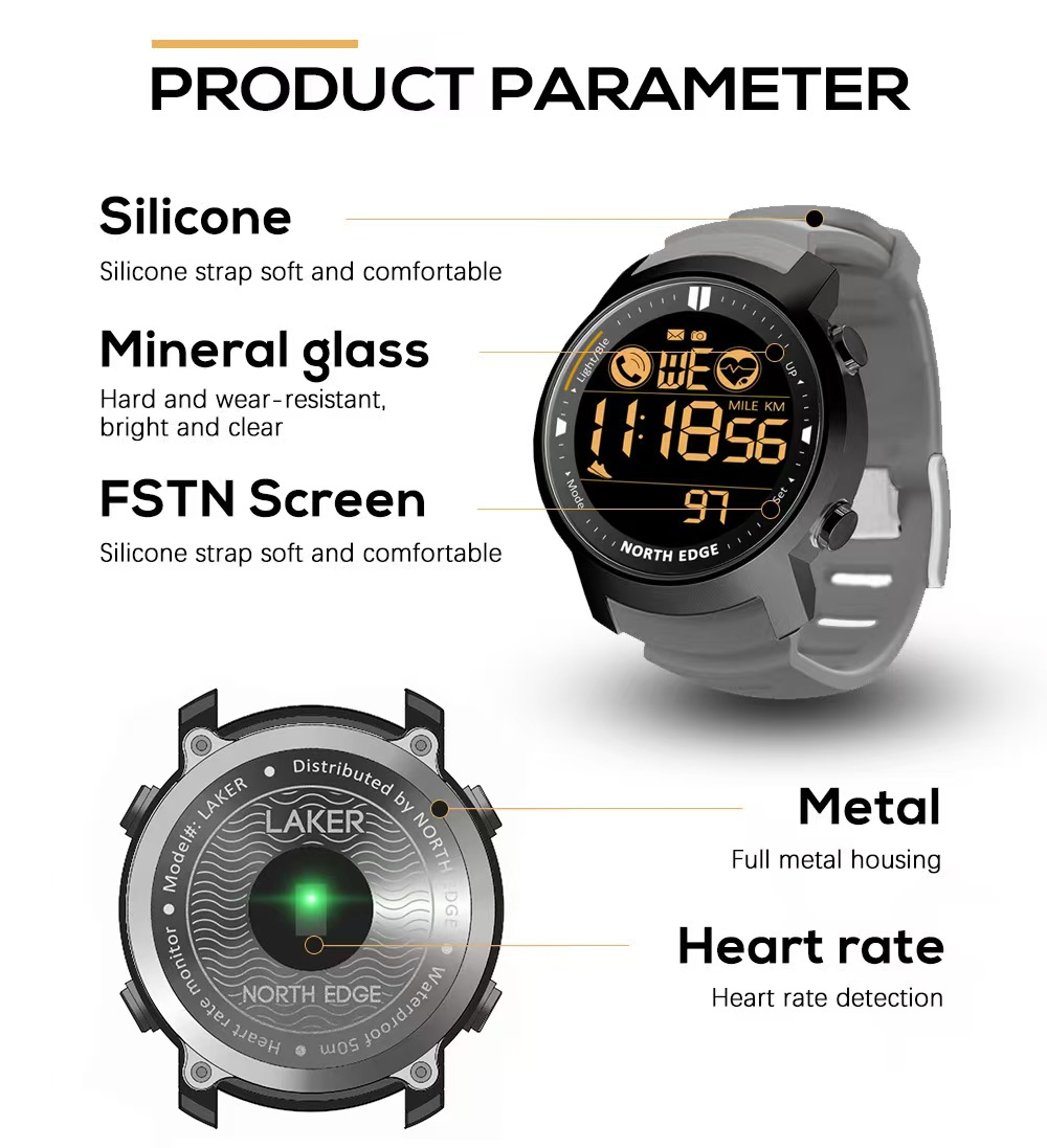 Mens Waterproof Smartwatch With Heart Rate Monitor And Bluetooth 5