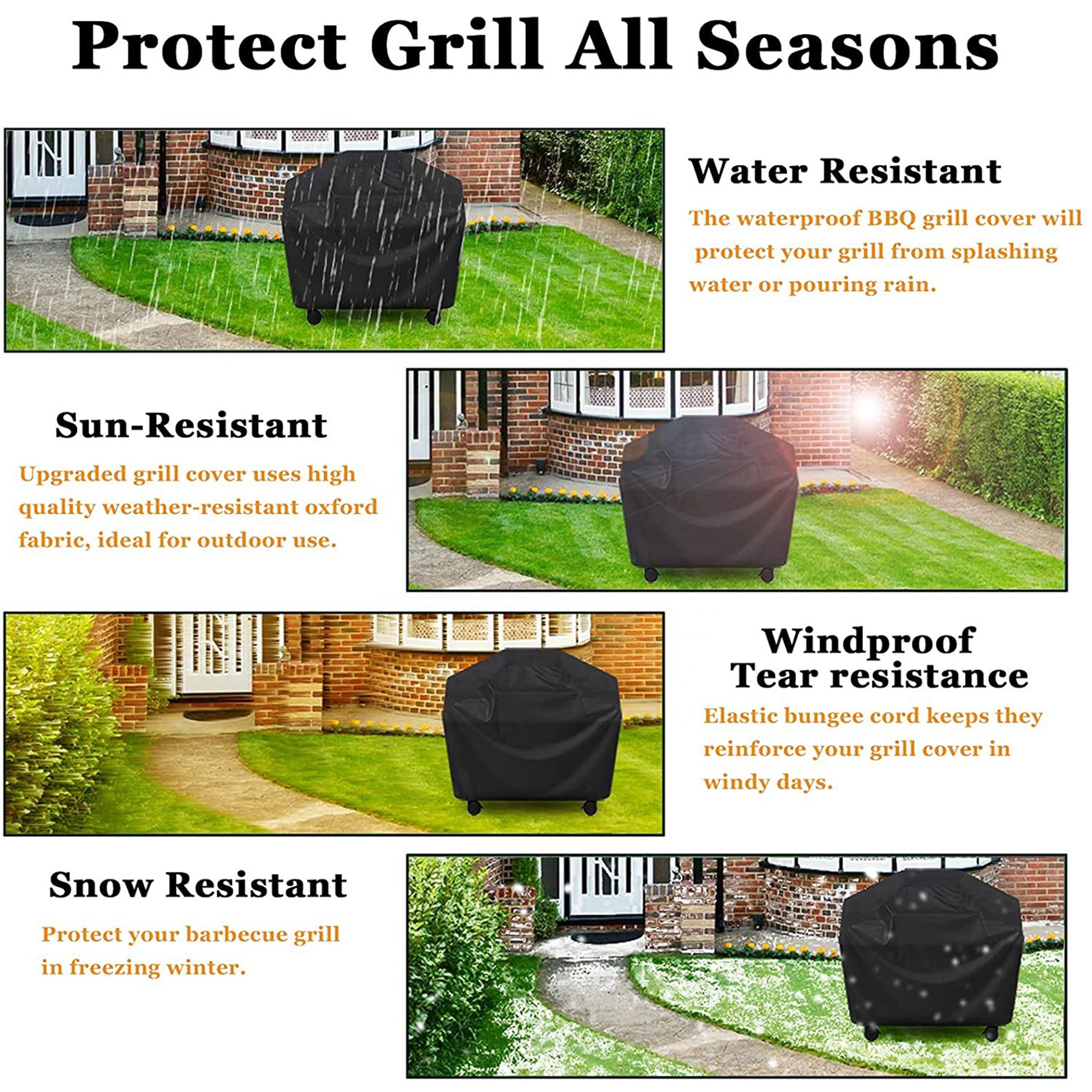 Heavy Duty Waterproof Grill Cover For Outdoor BBQ Gas Grills Multiple Sizes 4