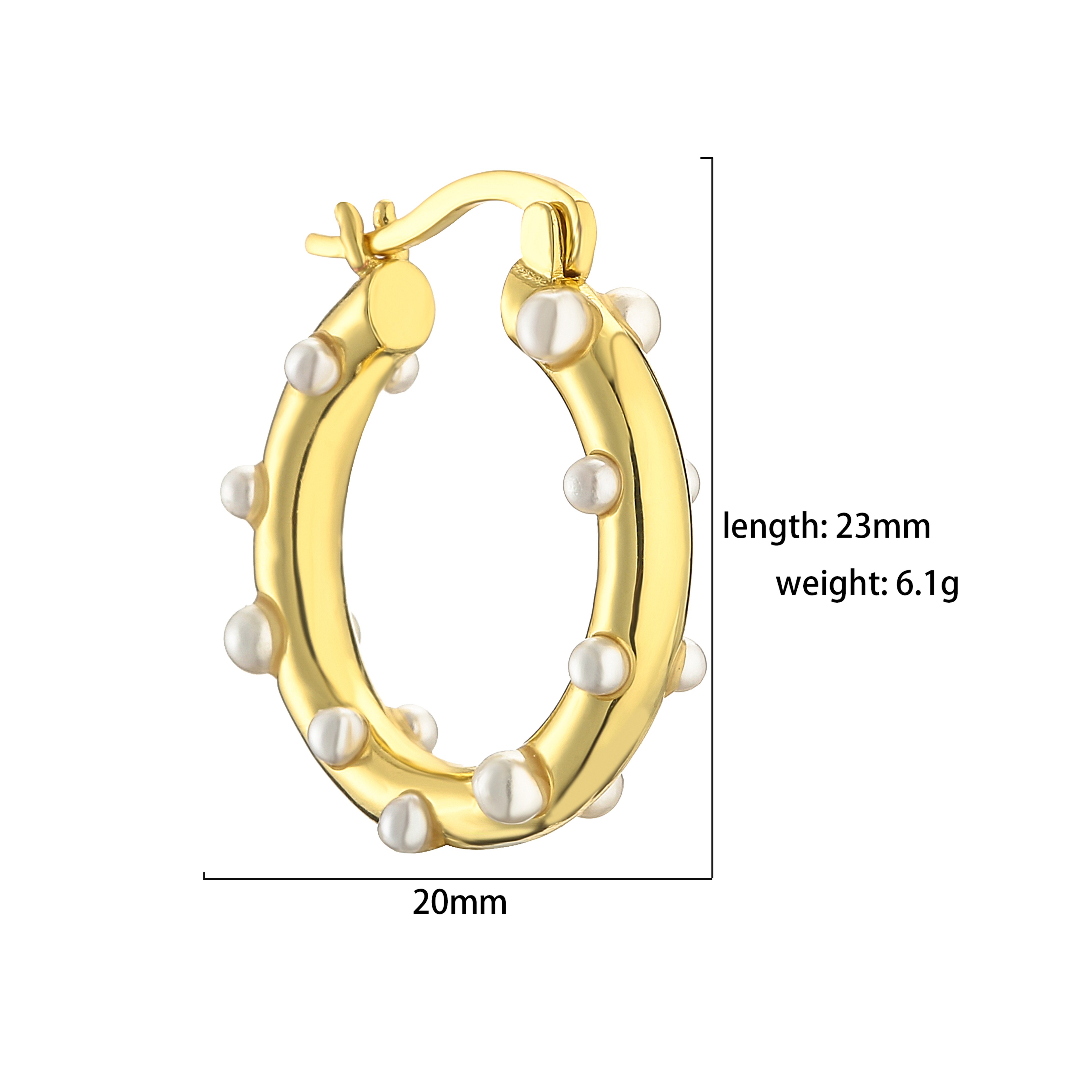 Lustre Pearl Hoops Gold Plated Textured Chunky Earrings For Women 5