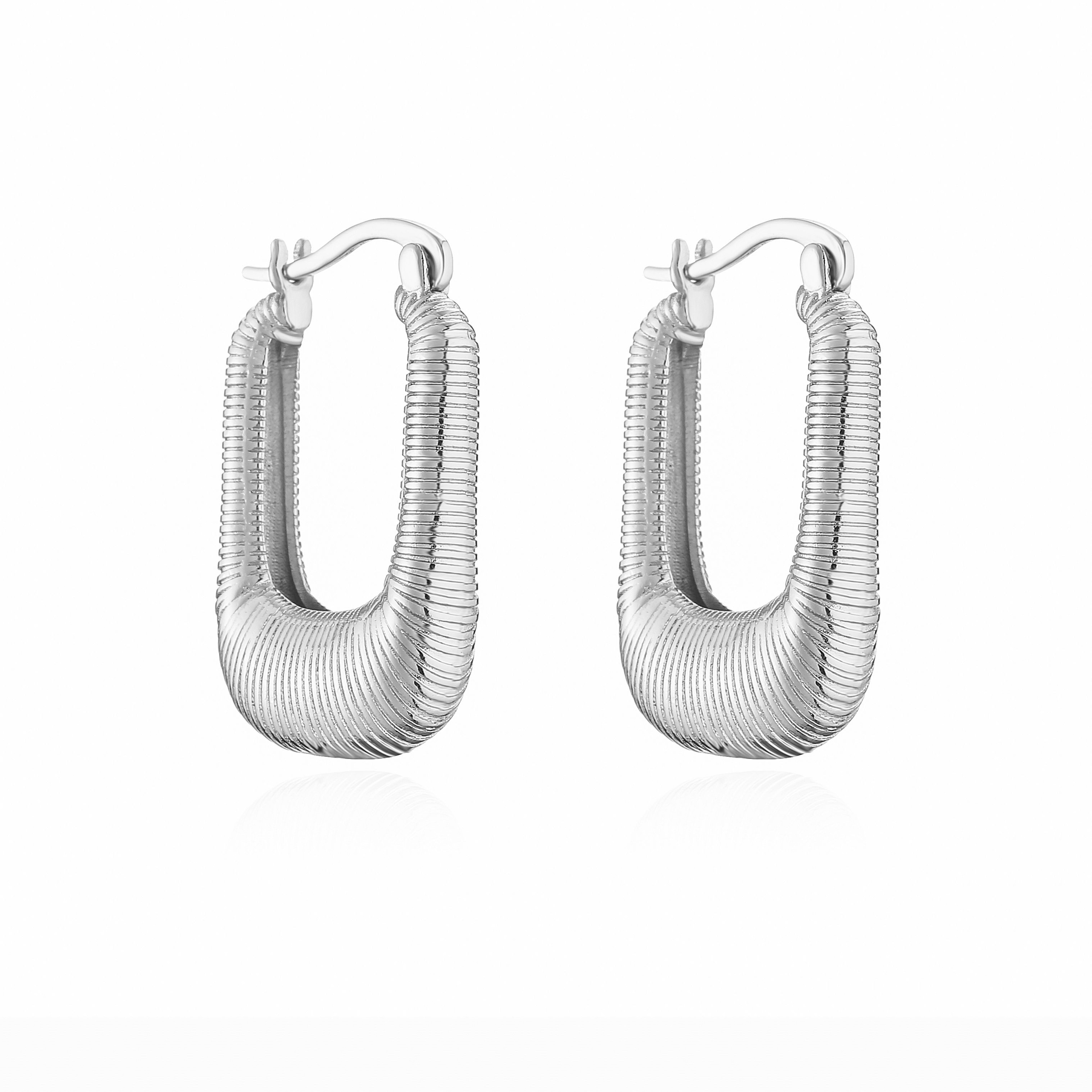 Lustre Pearl Hoops Gold Plated Textured Chunky Earrings For Women 9