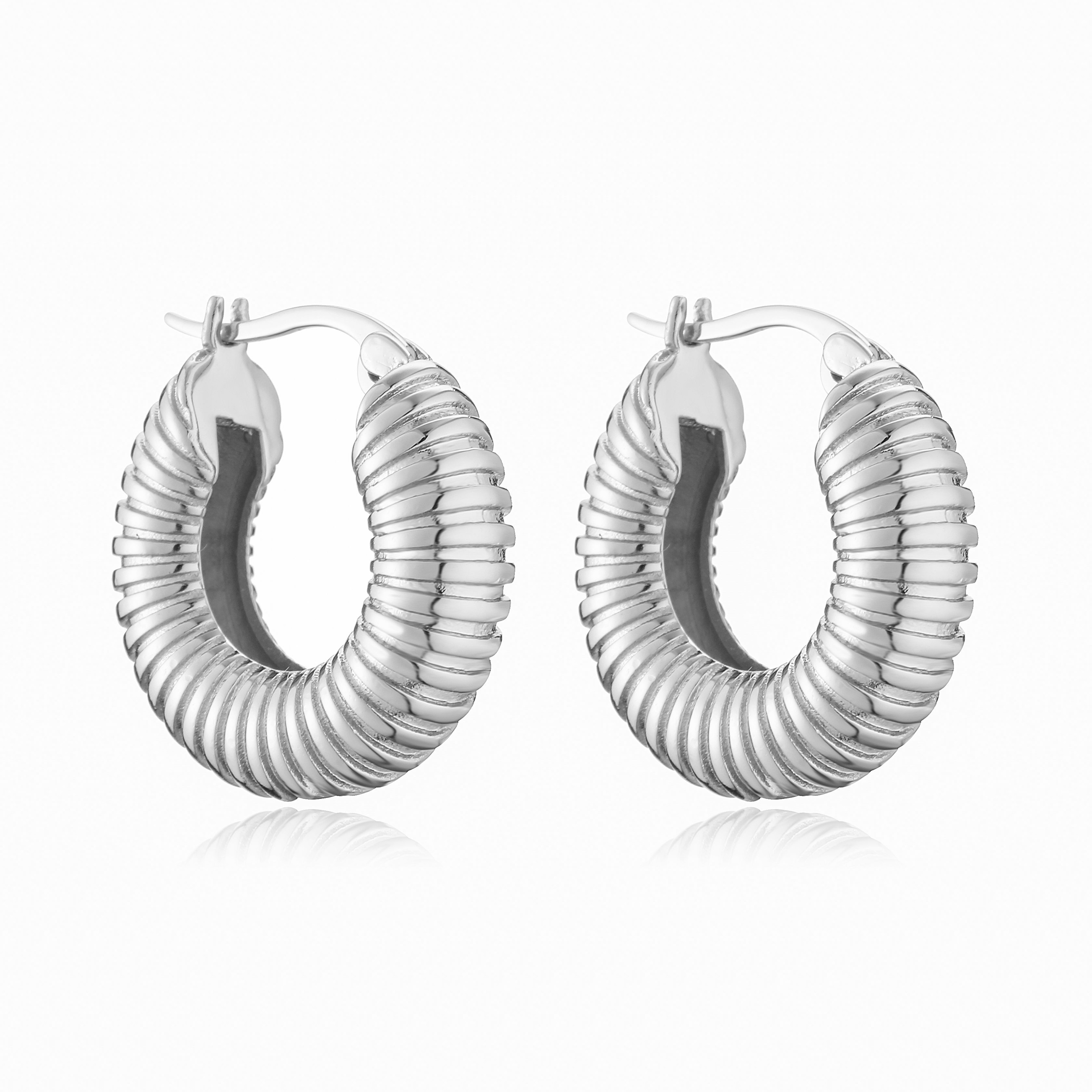 Lustre Pearl Hoops Gold Plated Textured Chunky Earrings For Women 15