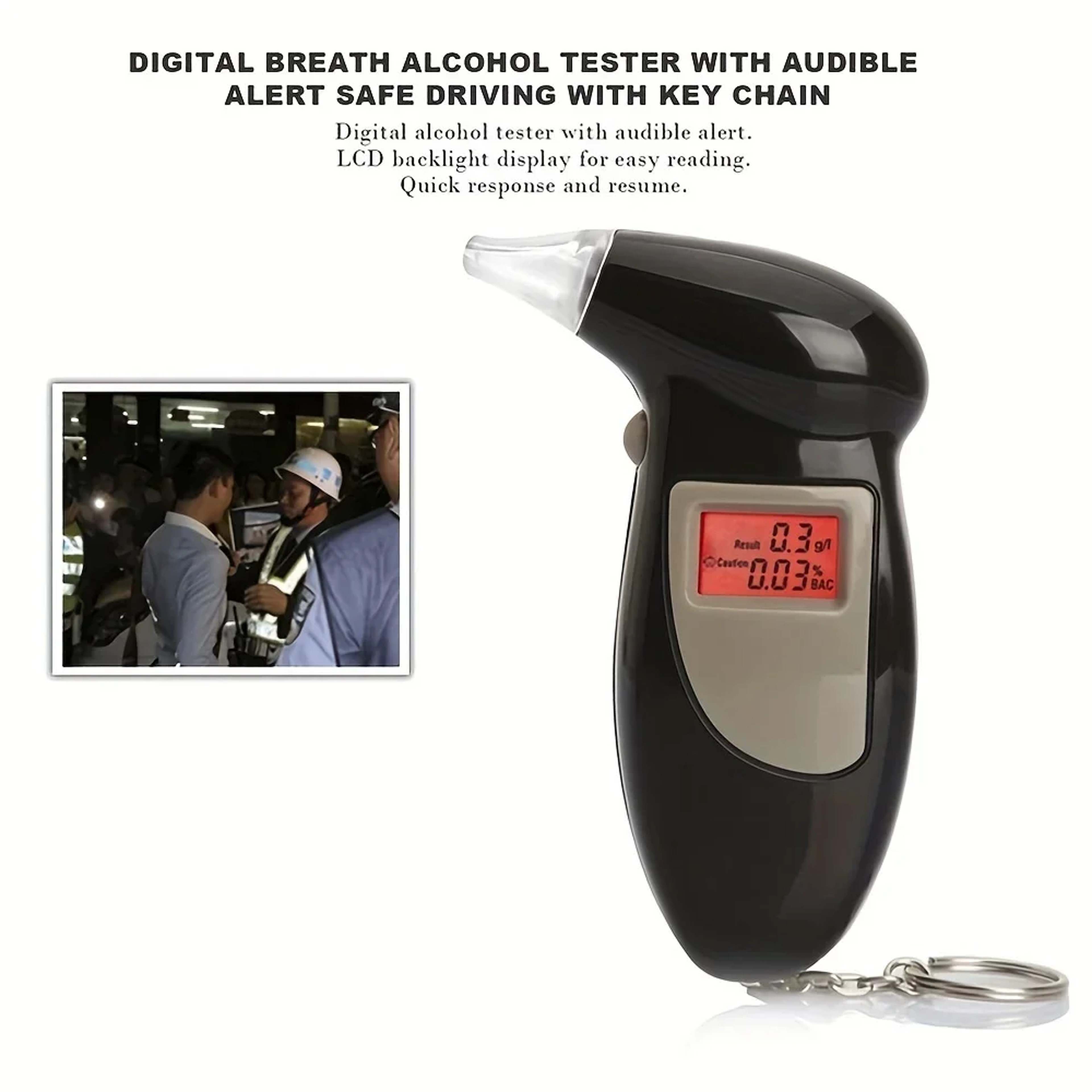Digital Breath Alcohol Tester Portable BAC Breathalyzer with LCD Display – view 4