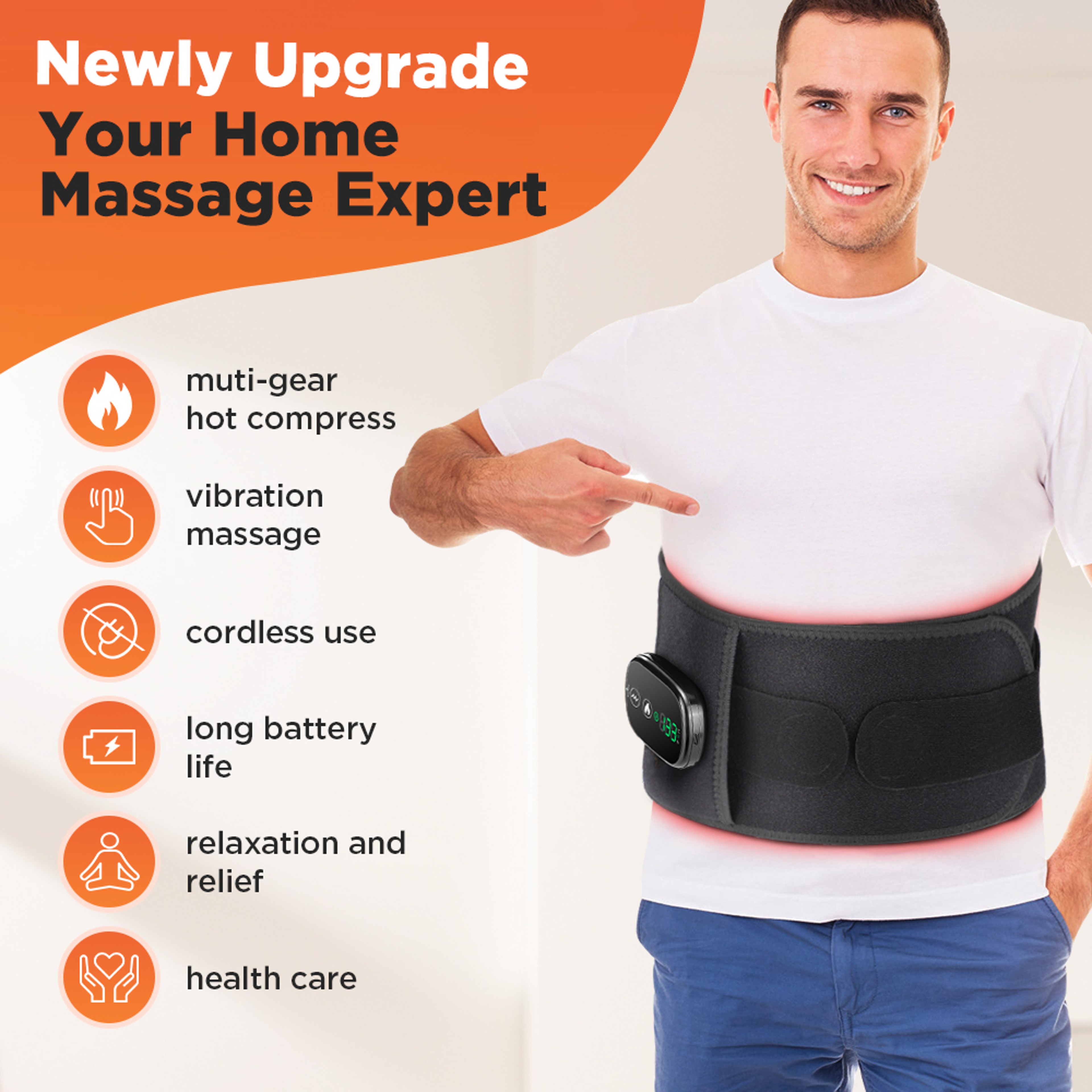 Heated Waist Massager with Vibration Red Light and Lumbar Support – view 3
