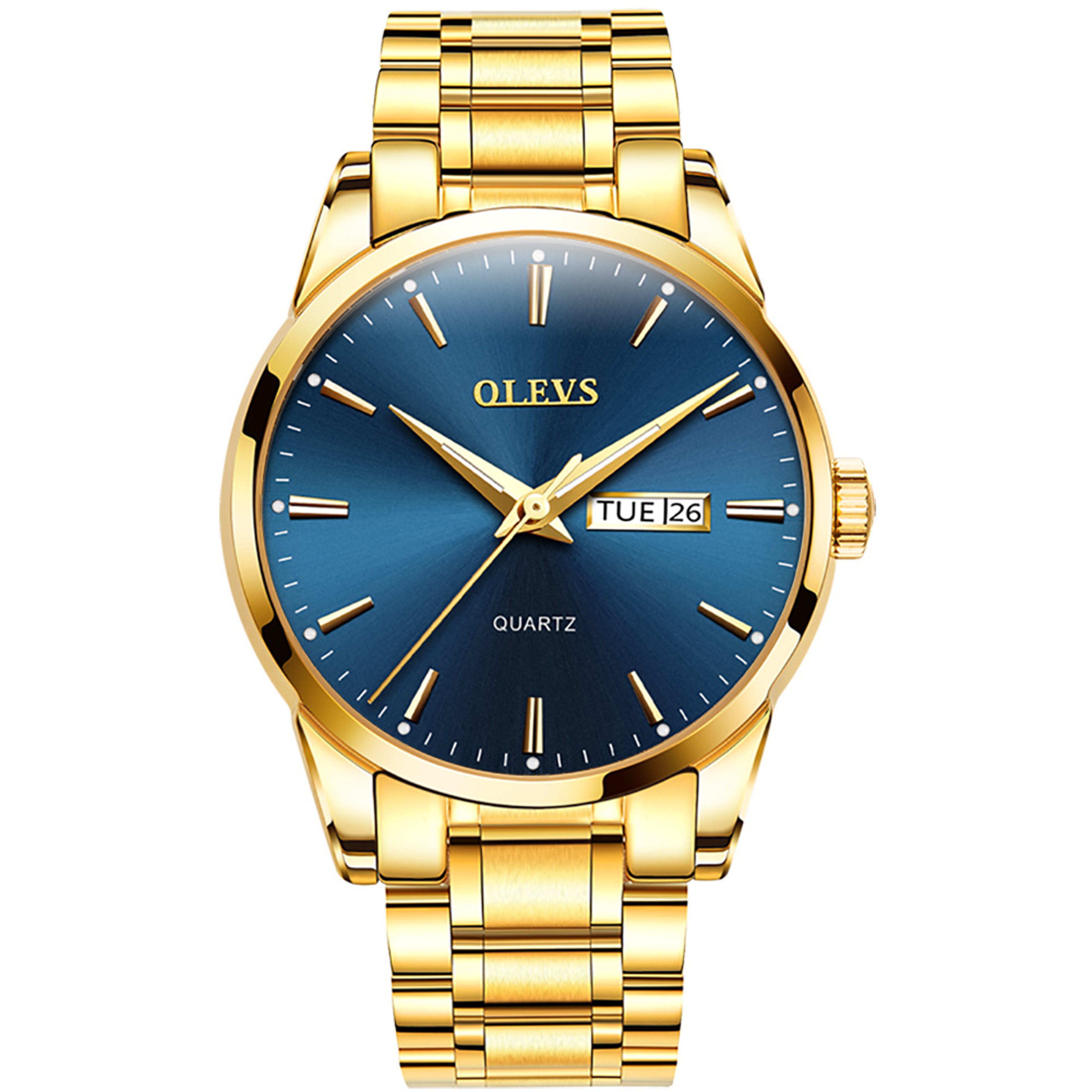 Mens Gold Watch Waterproof Stainless Steel Quartz Luxury Wristwatch 9