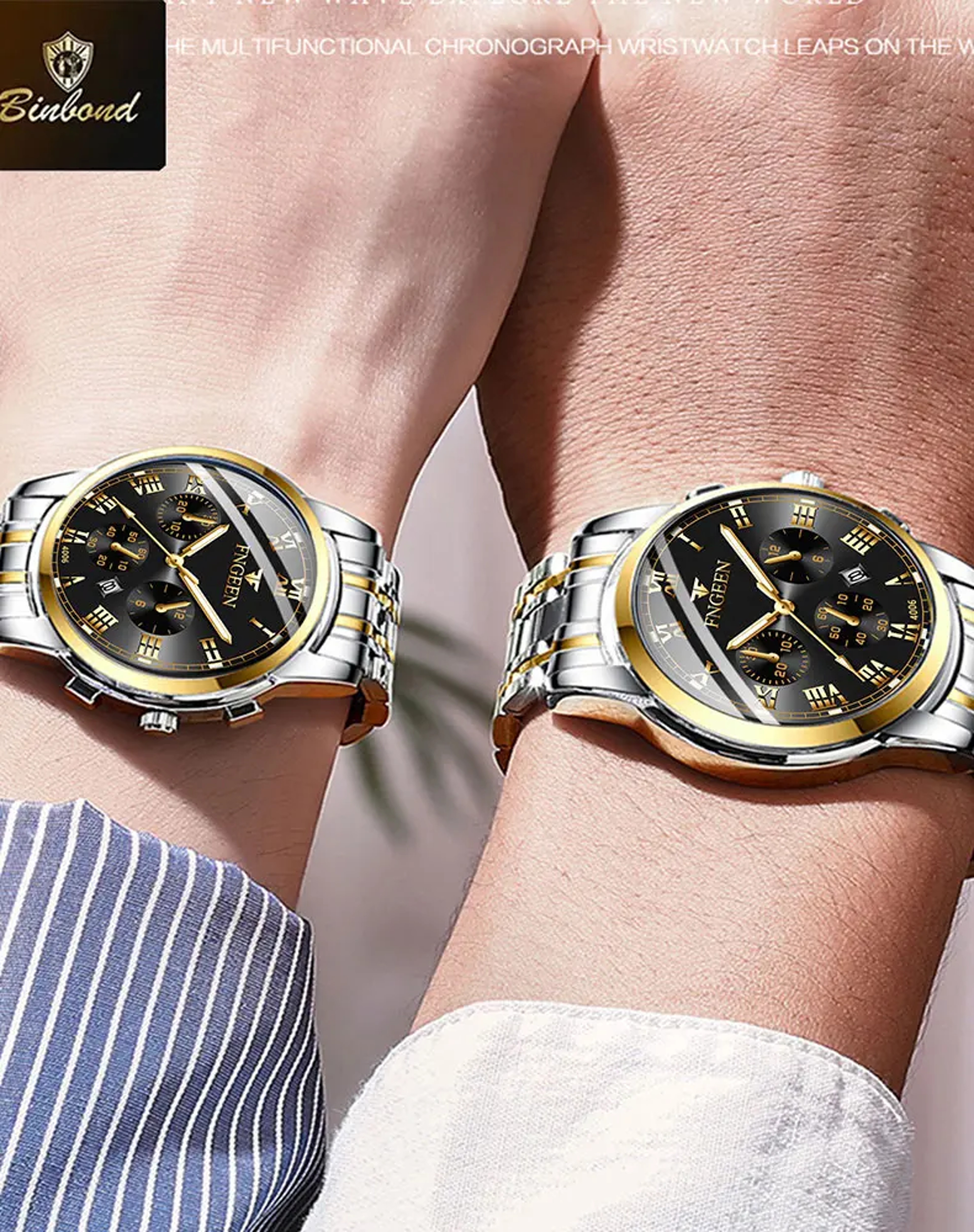 Couple Watches Set Stainless Steel Waterproof Quartz Watches For Him And Her 3