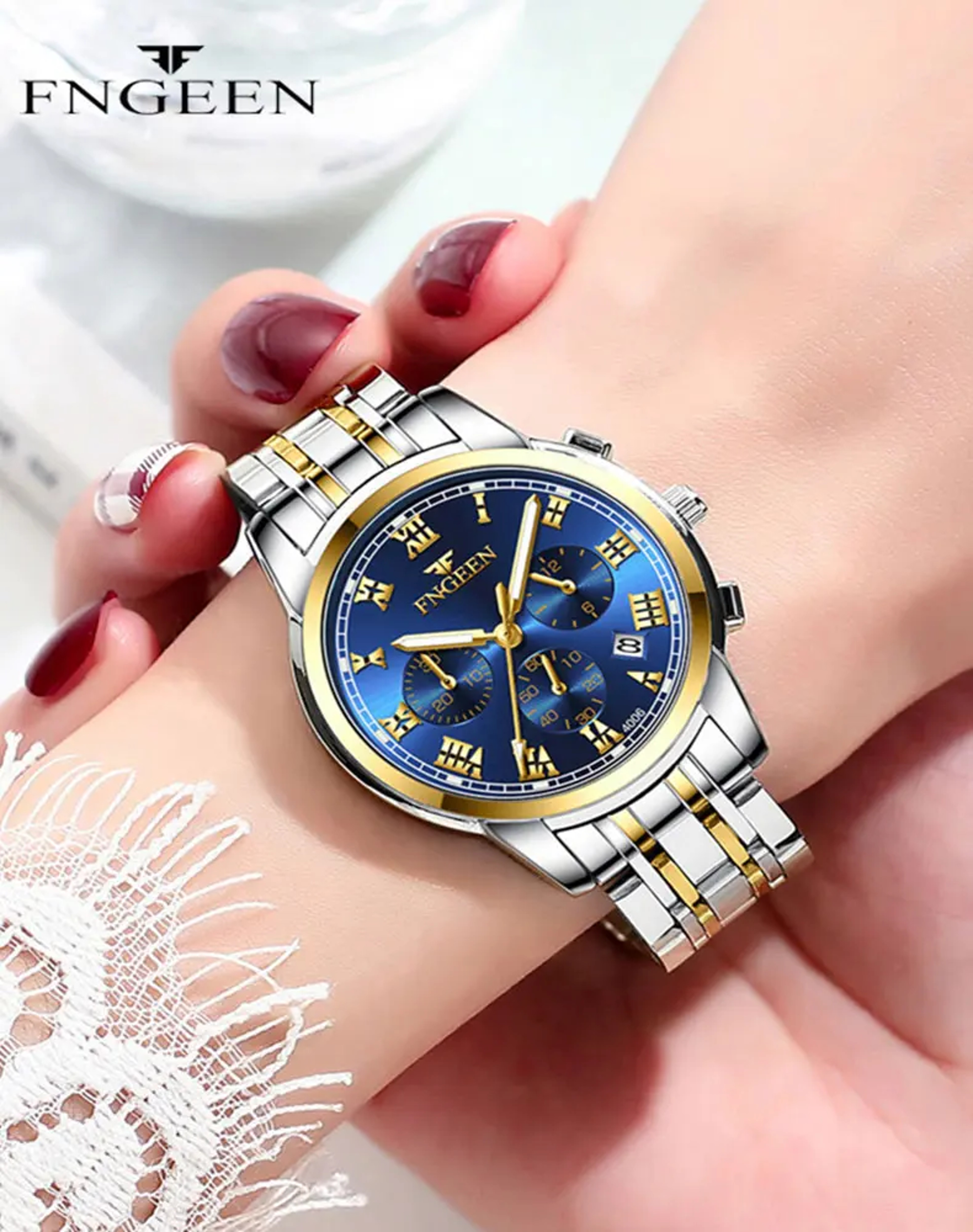 Couple Watches Set Stainless Steel Waterproof Quartz Watches For Him And Her 4