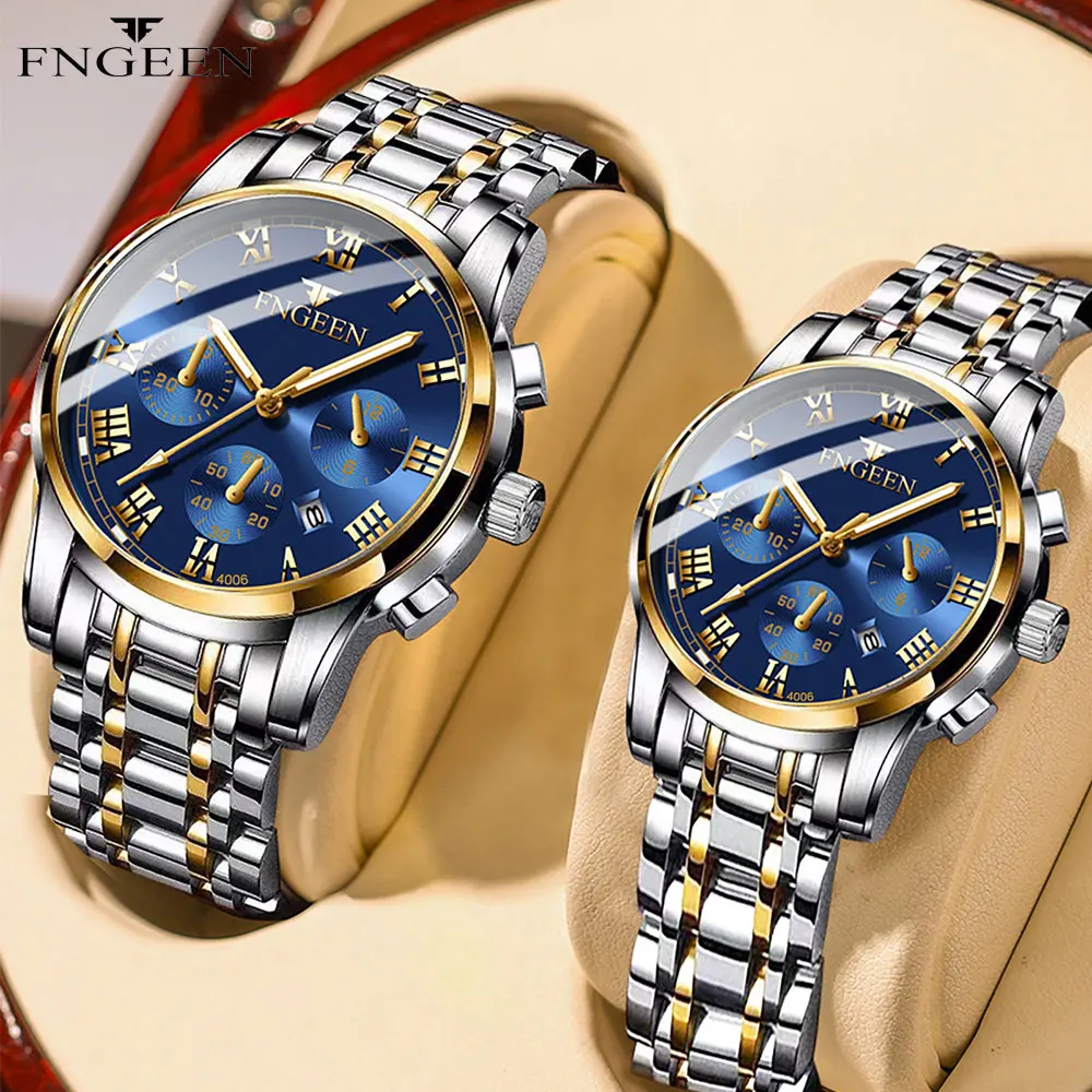 Couple Watches Set Stainless Steel Waterproof Quartz Watches For Him And Her 6