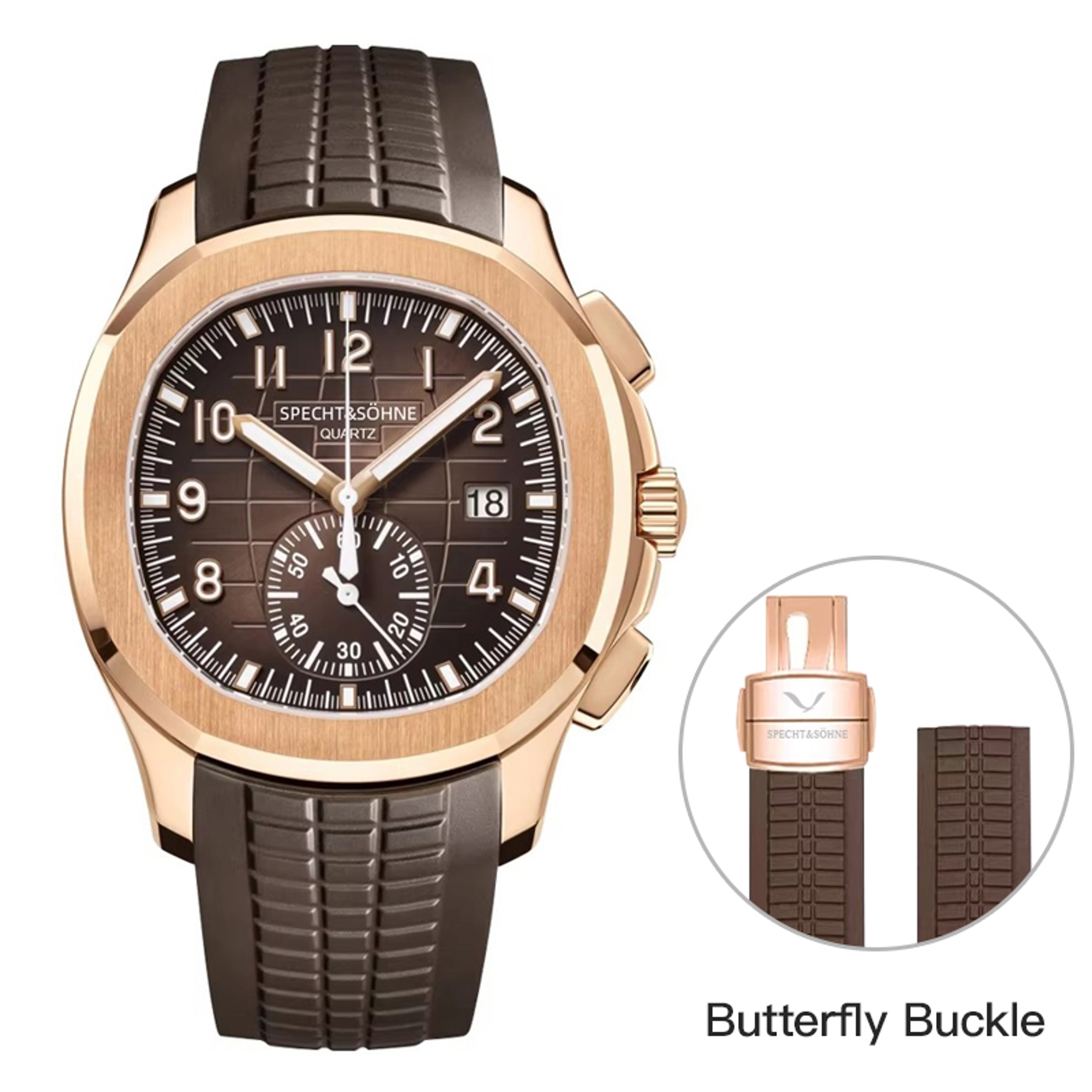 Mens Quartz Watch With Sapphire Crystal Orange Rubber Strap Waterproof 8