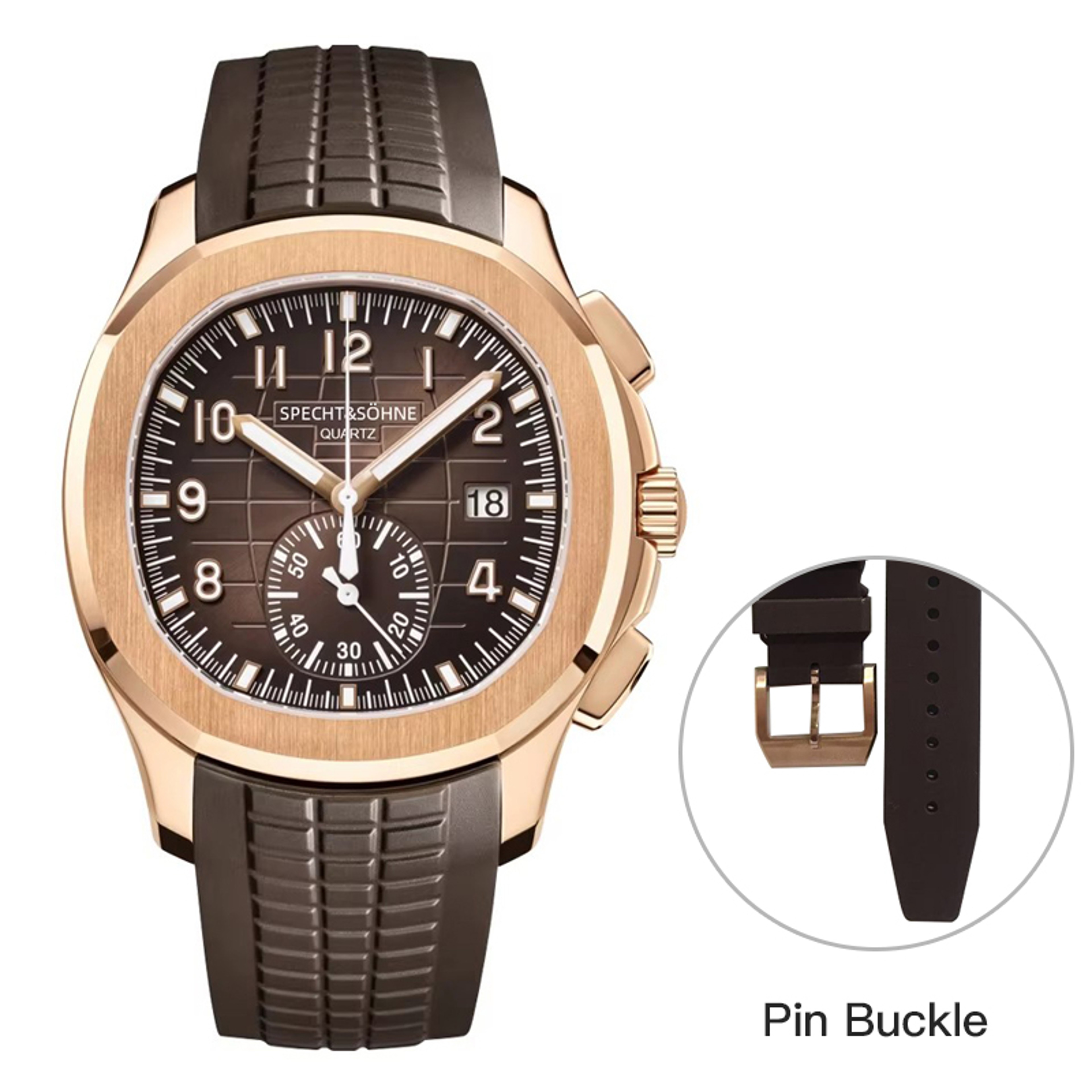 Mens Quartz Watch With Sapphire Crystal Orange Rubber Strap Waterproof 10