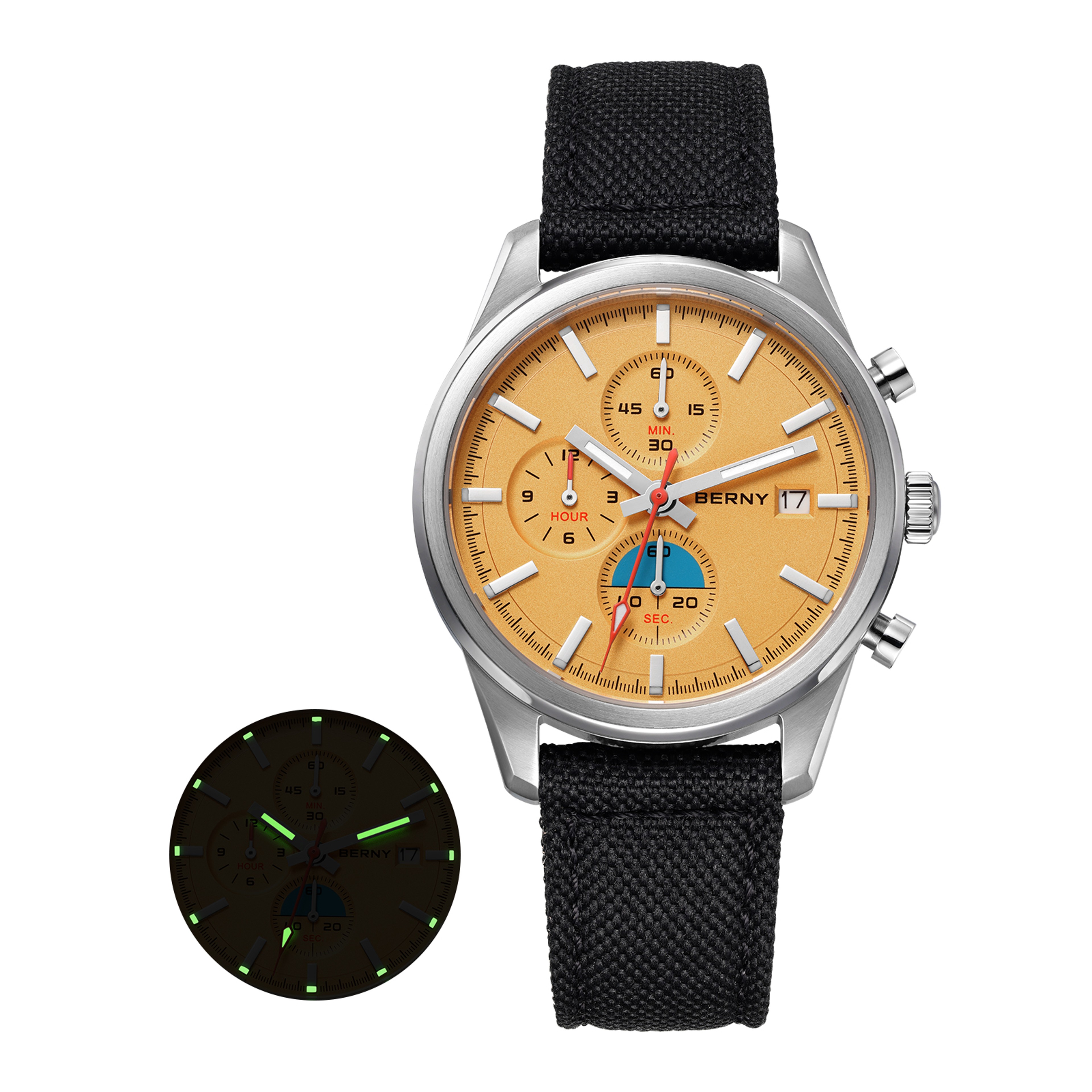 Mens Chronograph Watch Miyota OS10 Sapphire Crystal 9