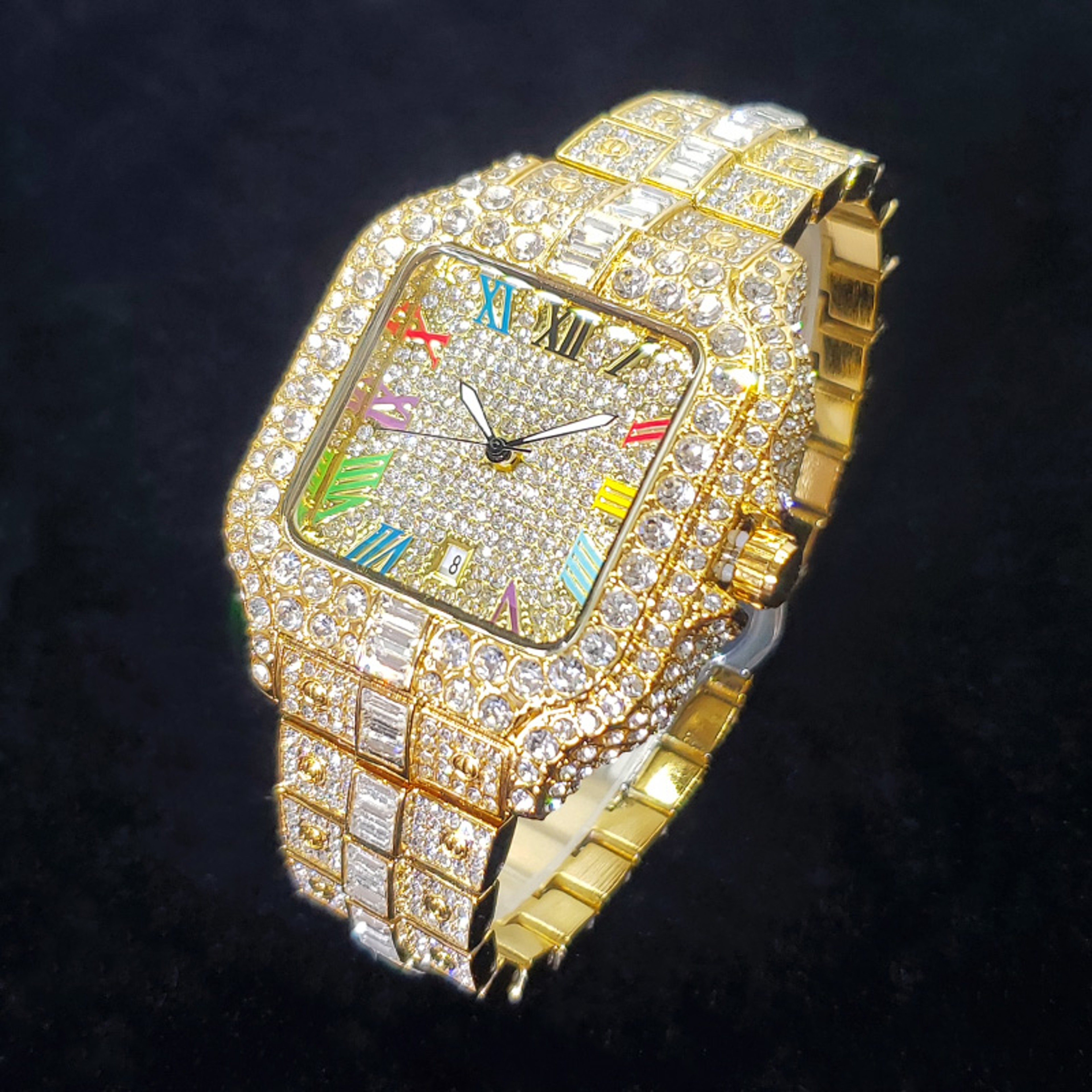 Mens Iced Out Diamond Watch Stainless Steel Waterproof Quartz Watch – view 2