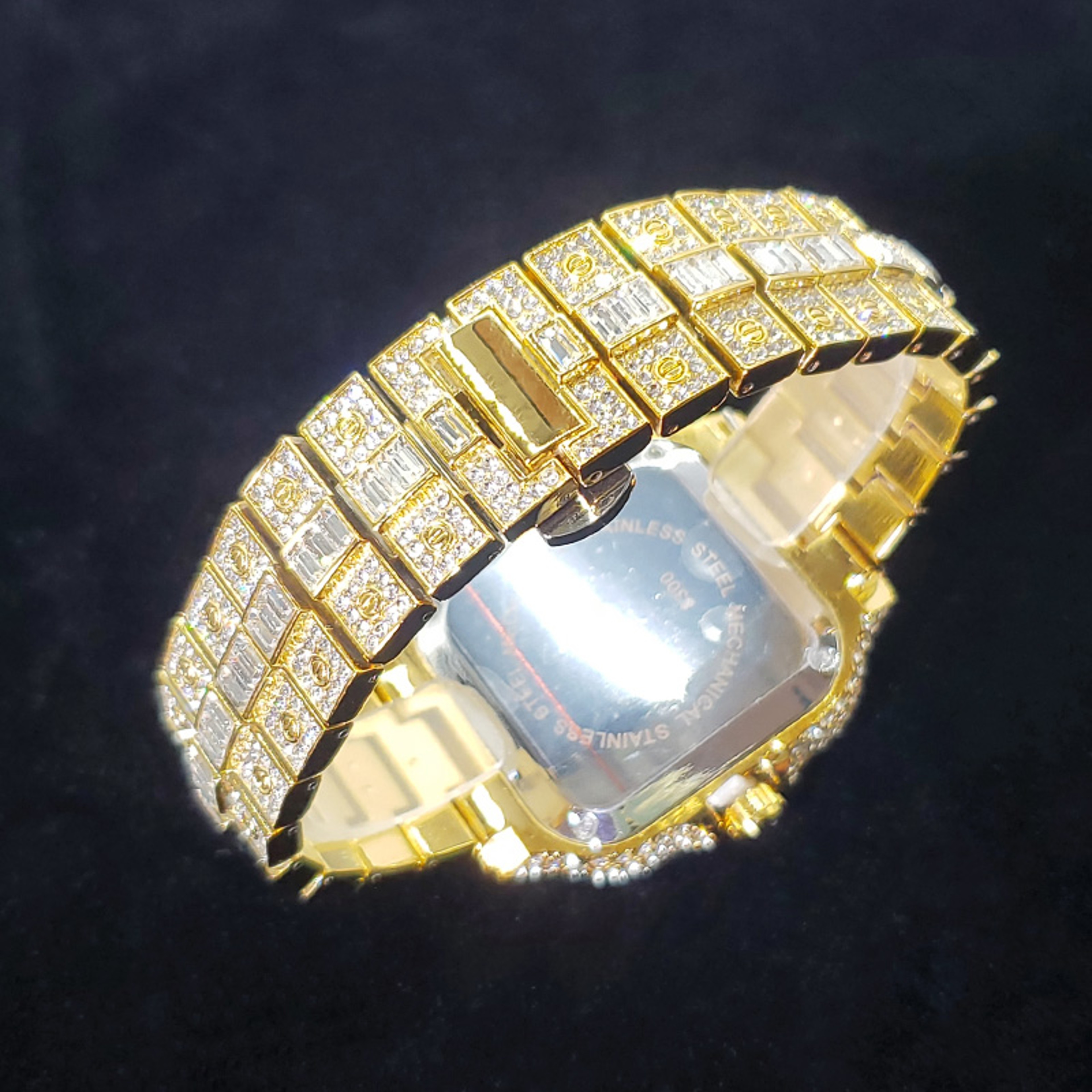 Mens Iced Out Diamond Watch Stainless Steel Waterproof Quartz Watch – view 5