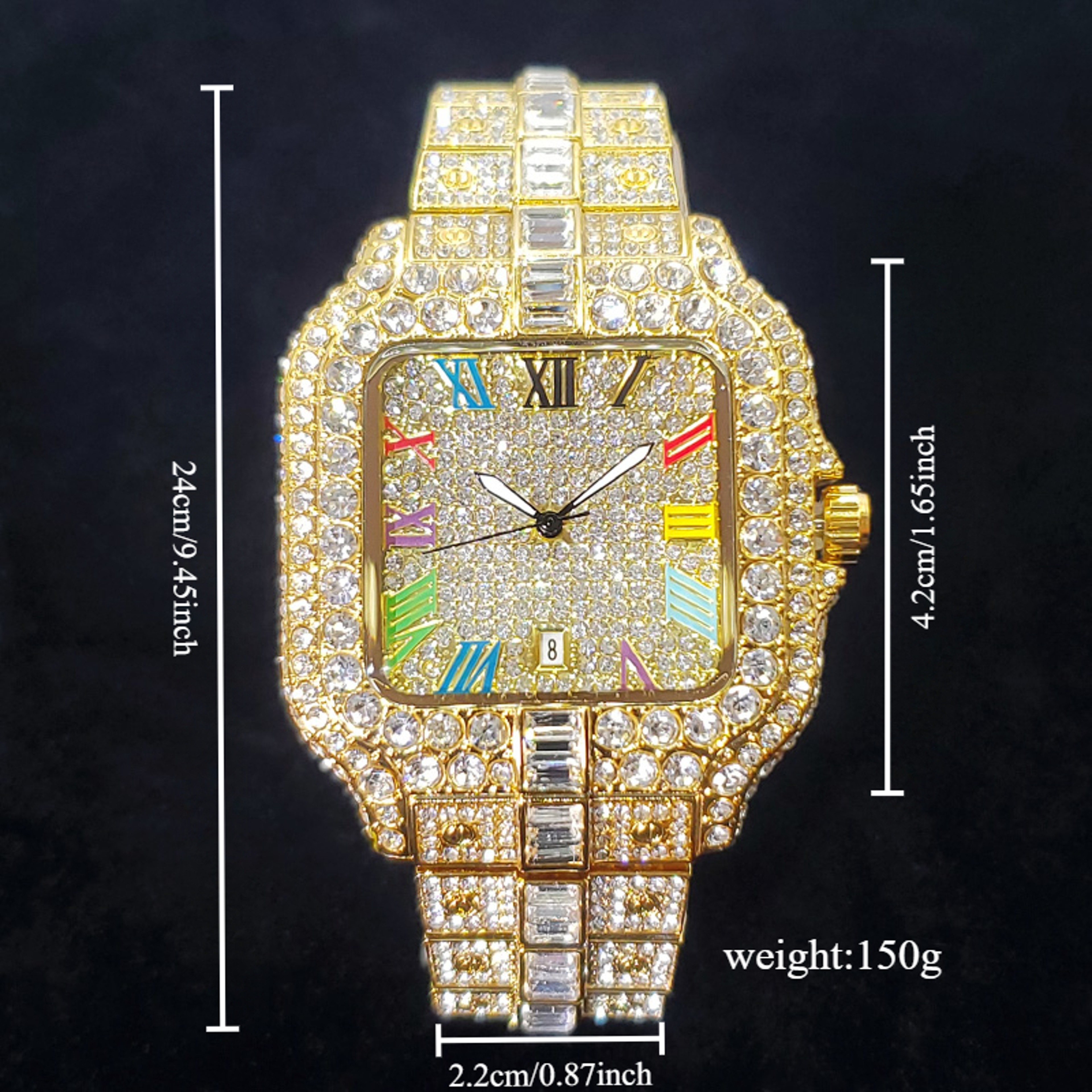 Mens Iced Out Diamond Watch Stainless Steel Waterproof Quartz Watch – view 6