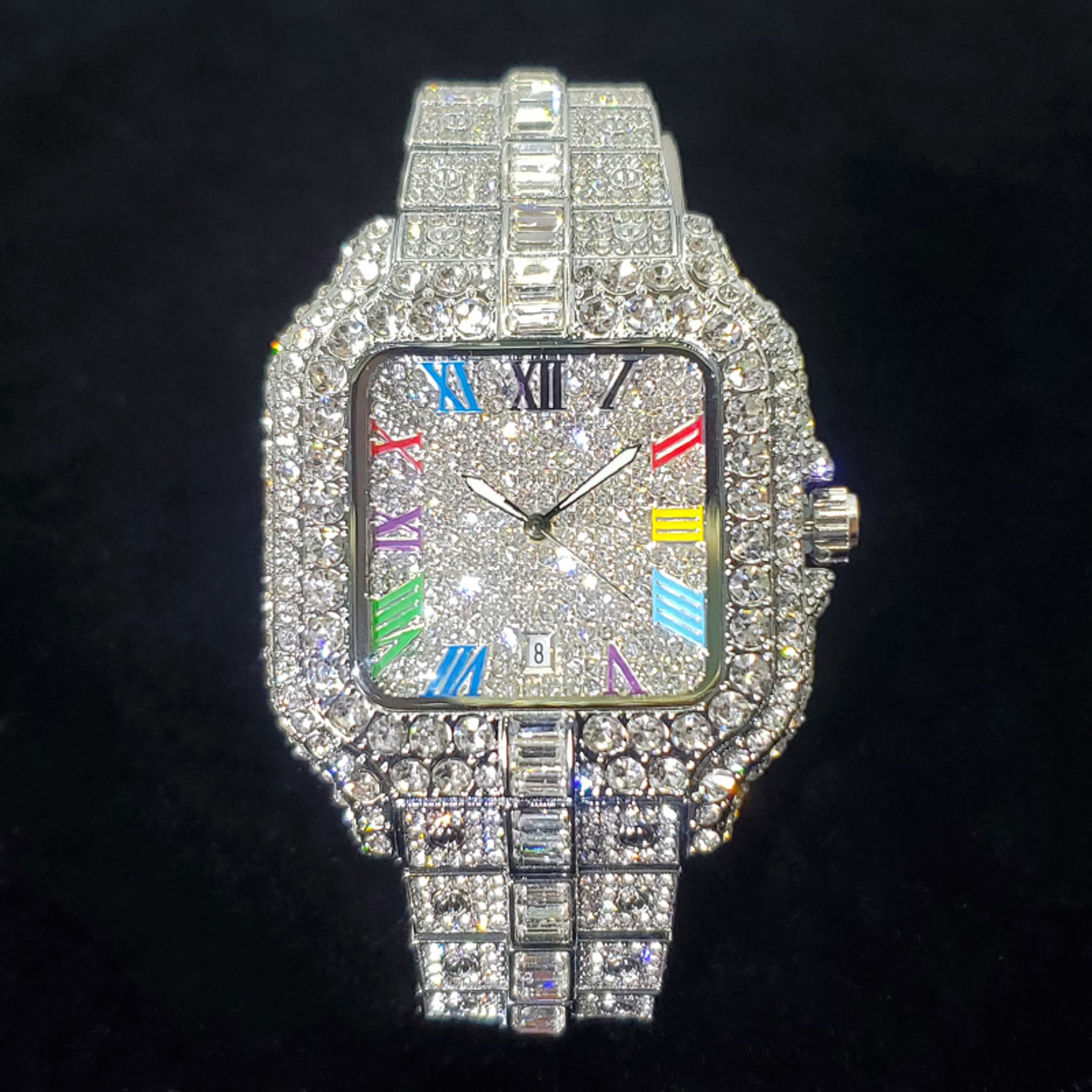 Mens Iced Out Diamond Watch Stainless Steel Waterproof Quartz Watch – view 7