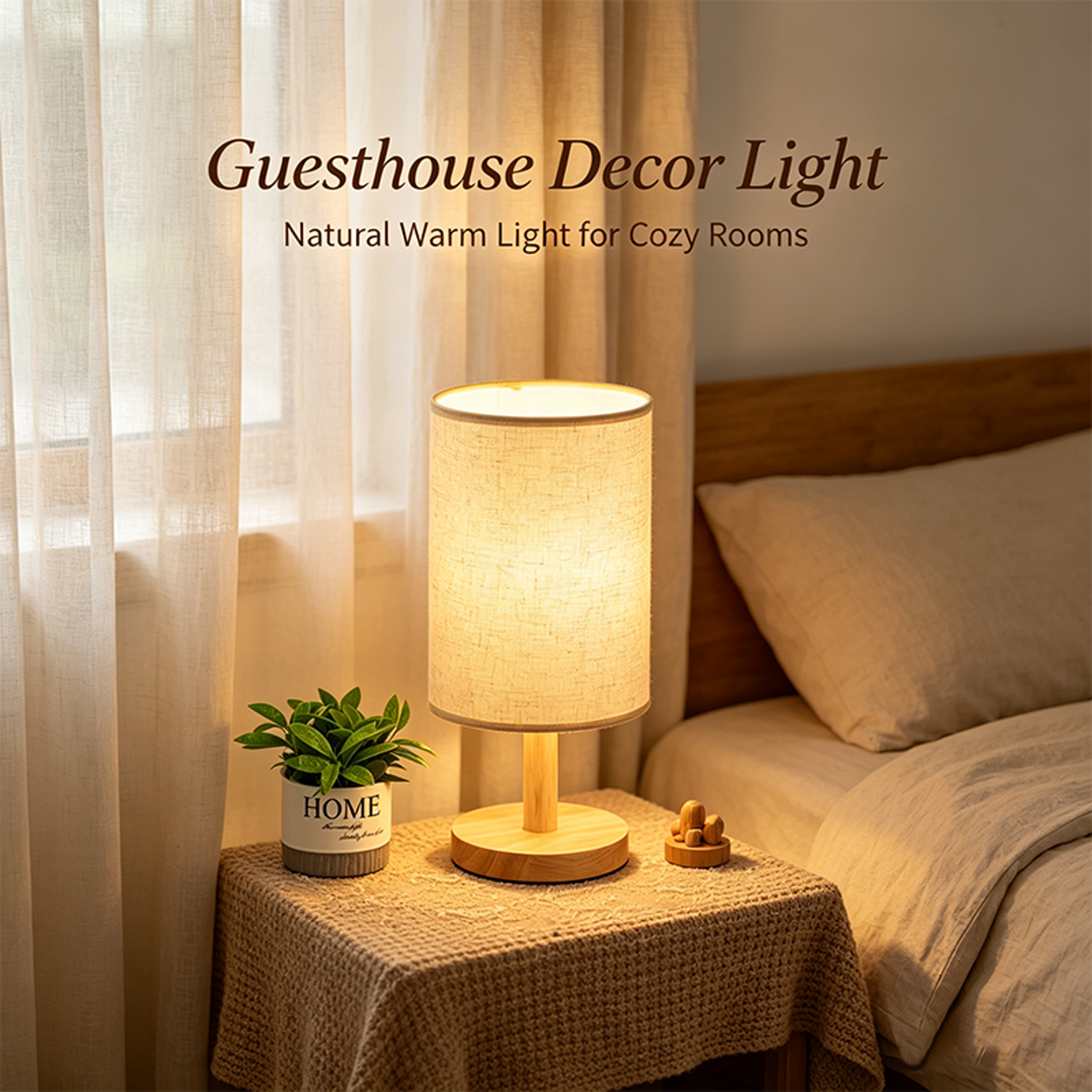 LED Table Lamp Dimmable USB Bedside Lamp with Fabric Shade – view 2