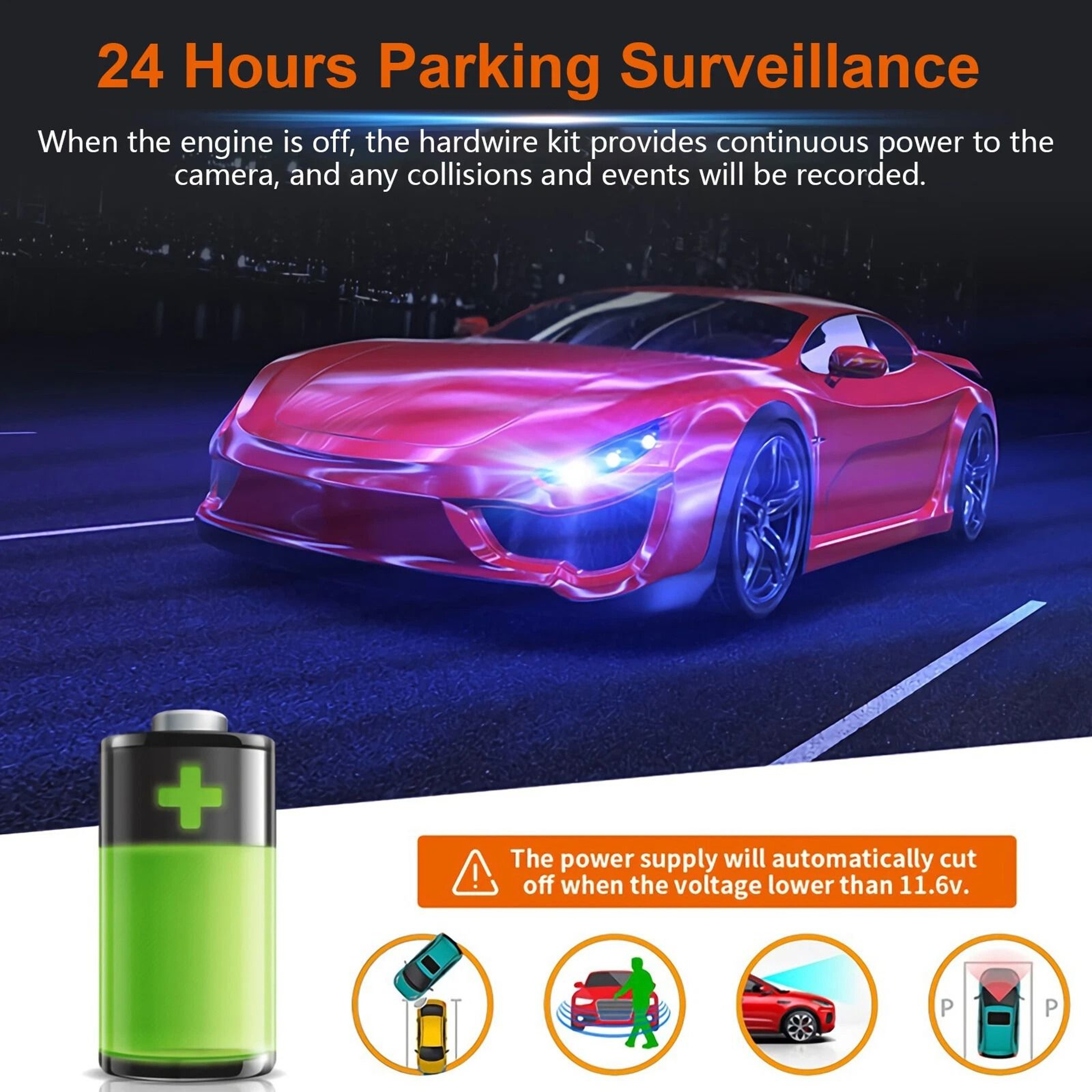Dash Cam Hardwire Kit Type C Connector Car Power Fuse Low Voltage Protection 8
