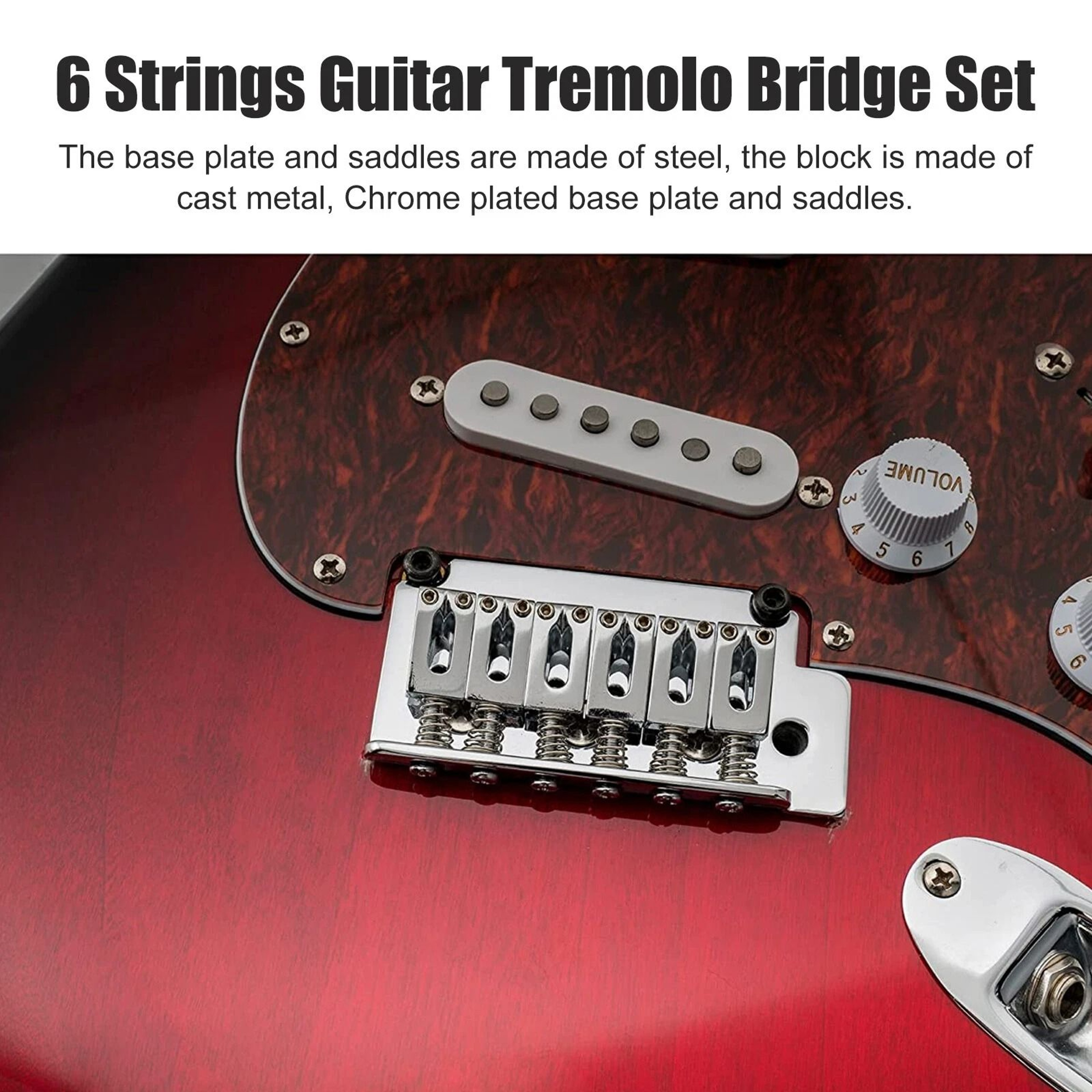 High Gloss Chrome Tremolo Bridge Set With Adjustable Saddles For Stratocaster 3