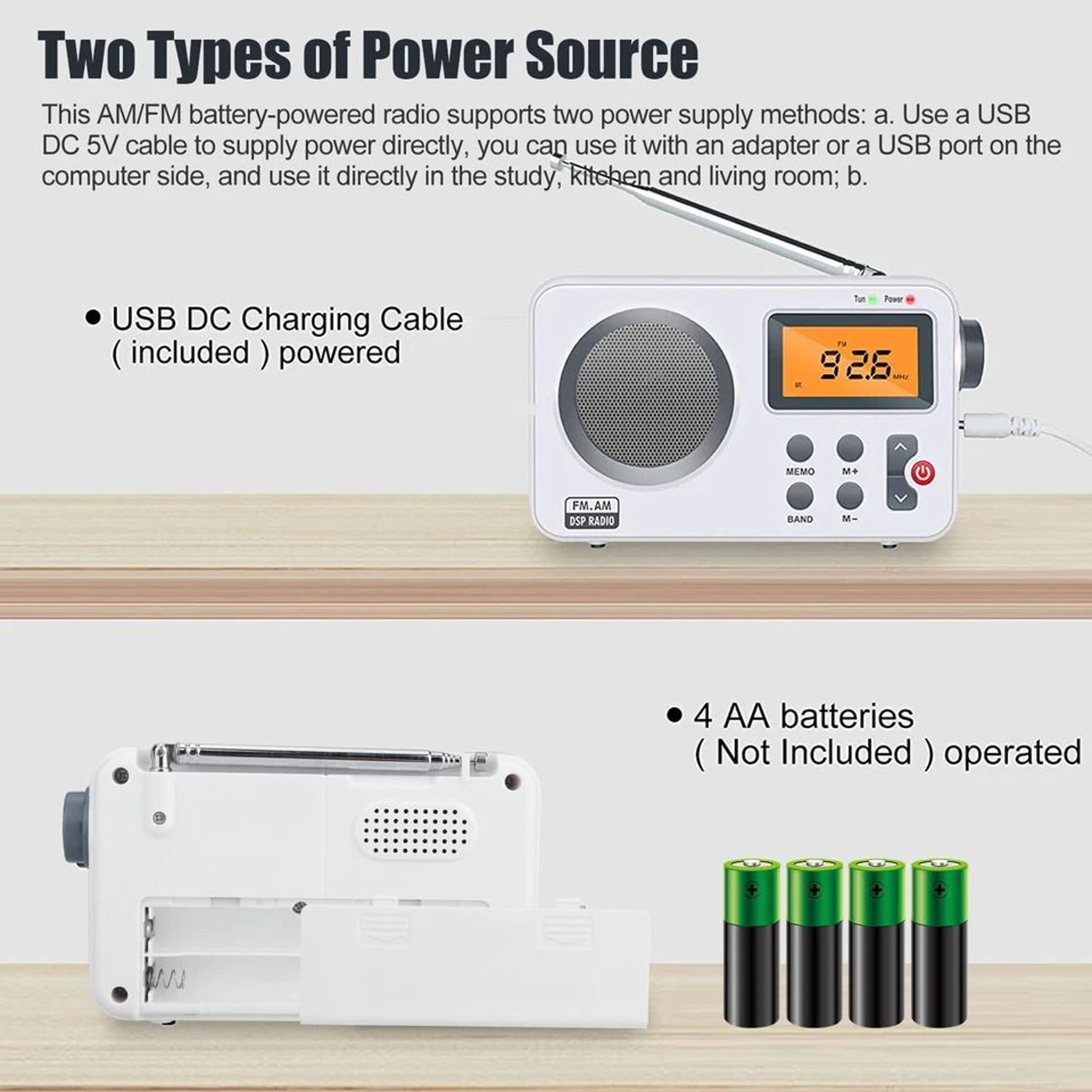Clear Loud Digital Radio Player With LCD Screen And Rechargeable Battery 5
