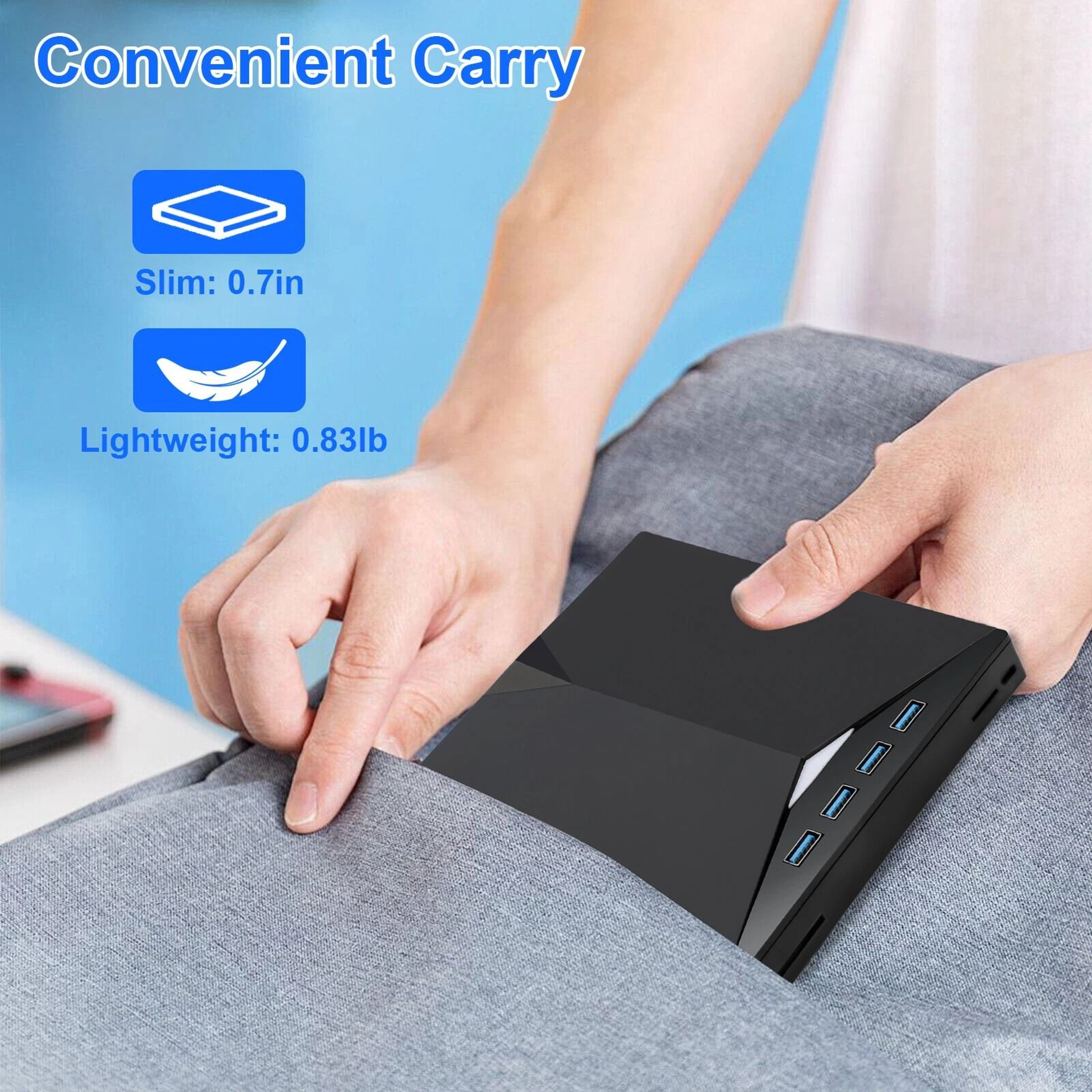 USB Slim External CD DVD RW Drive Burner Player For Laptop PCs Black 2