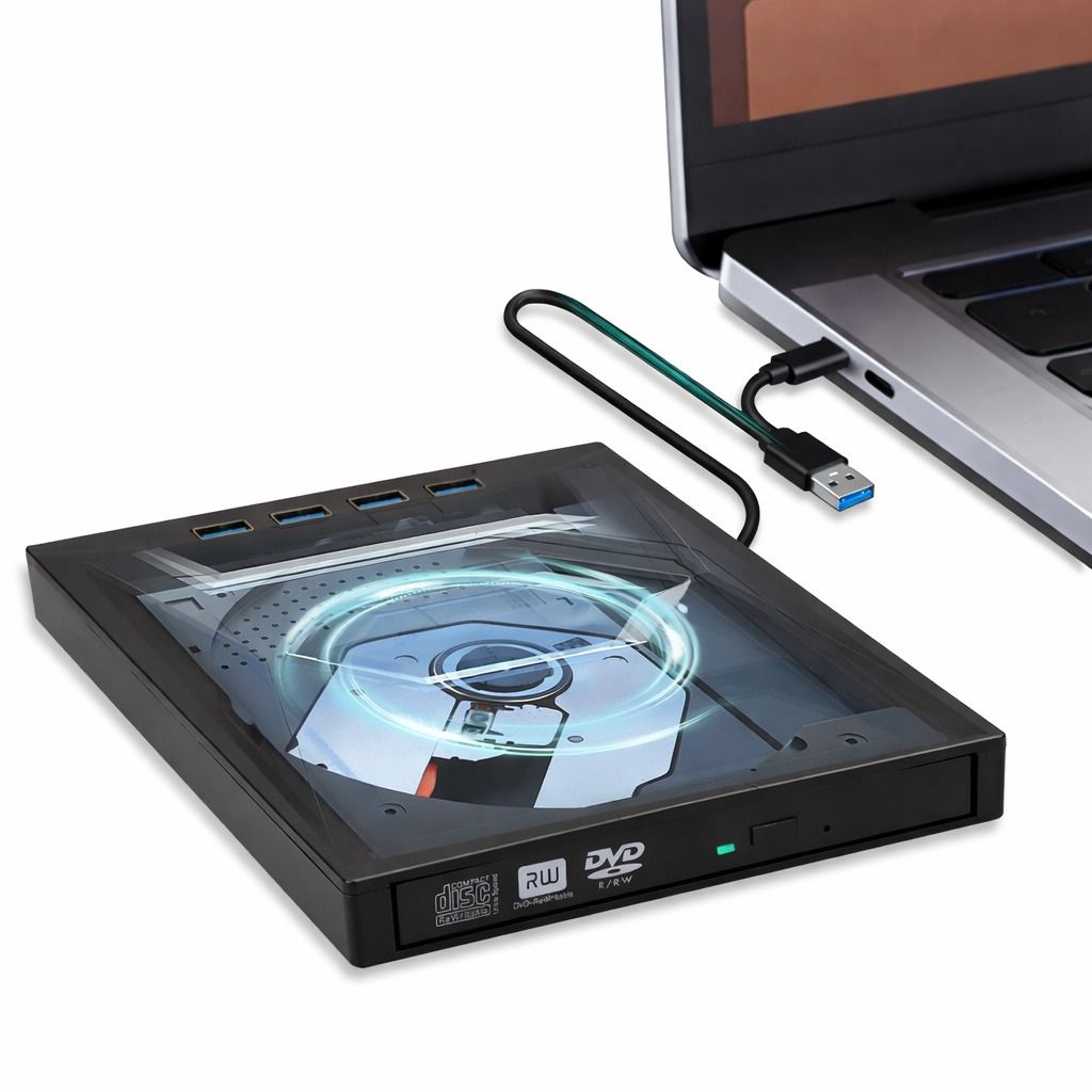 USB Slim External CD DVD RW Drive Burner Player For Laptop PCs Black 0
