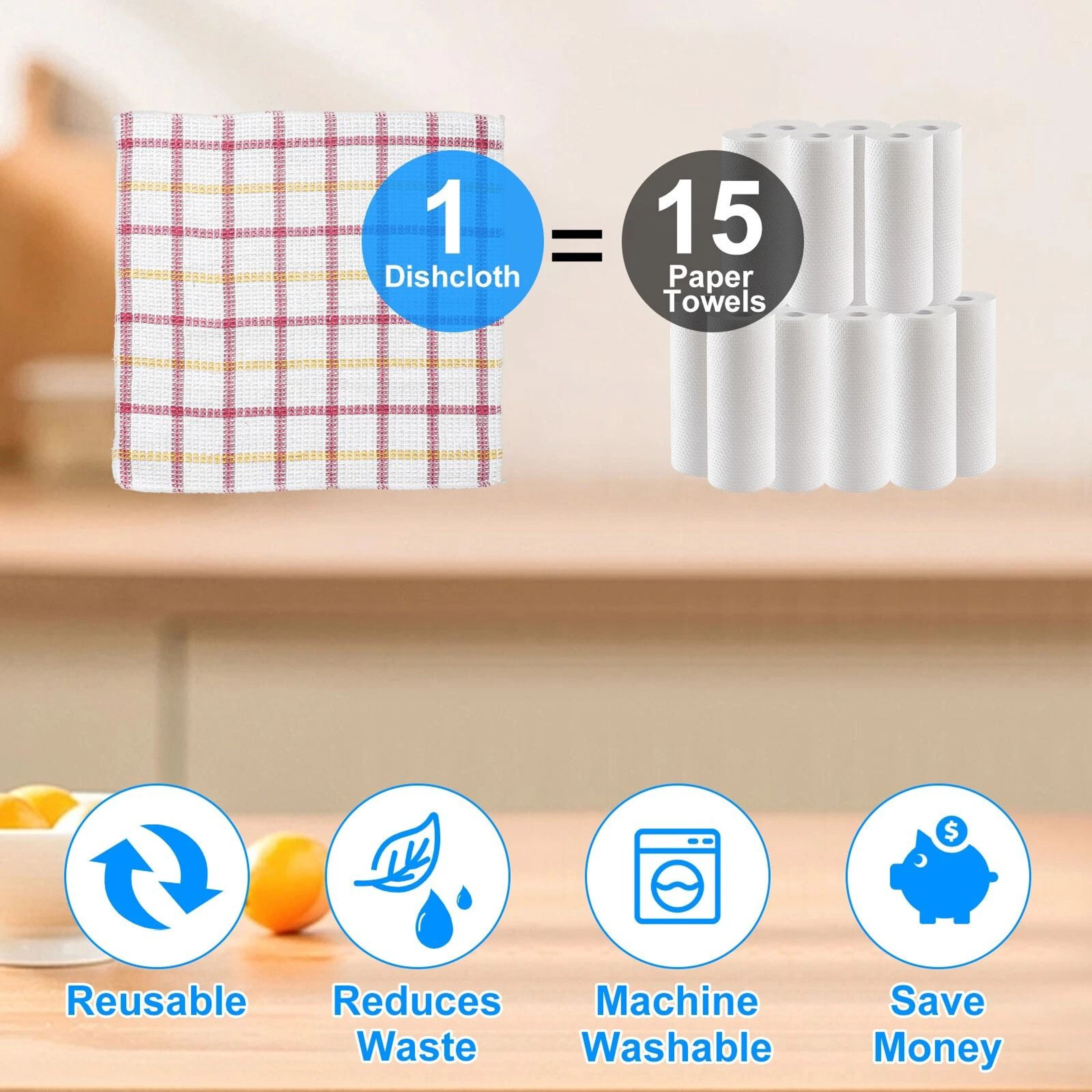 Cotton Kitchen Cleaning Towels  Absorbent Washable Durable Dish Cloths For Restaurant  Home Use 1
