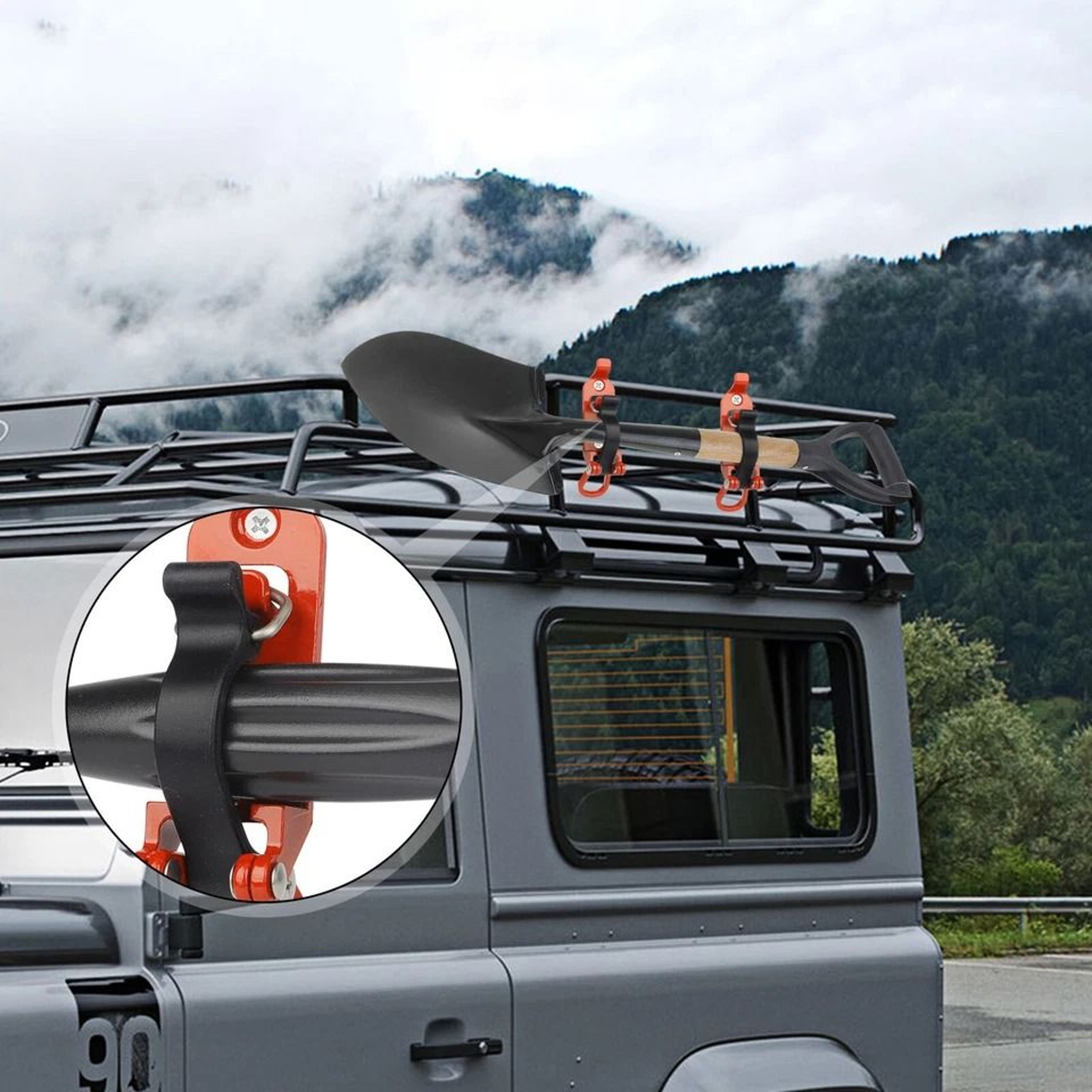 Durable Shovel Mount For Roof Rack  Quick Release Axe Clamp Holder Kit 4