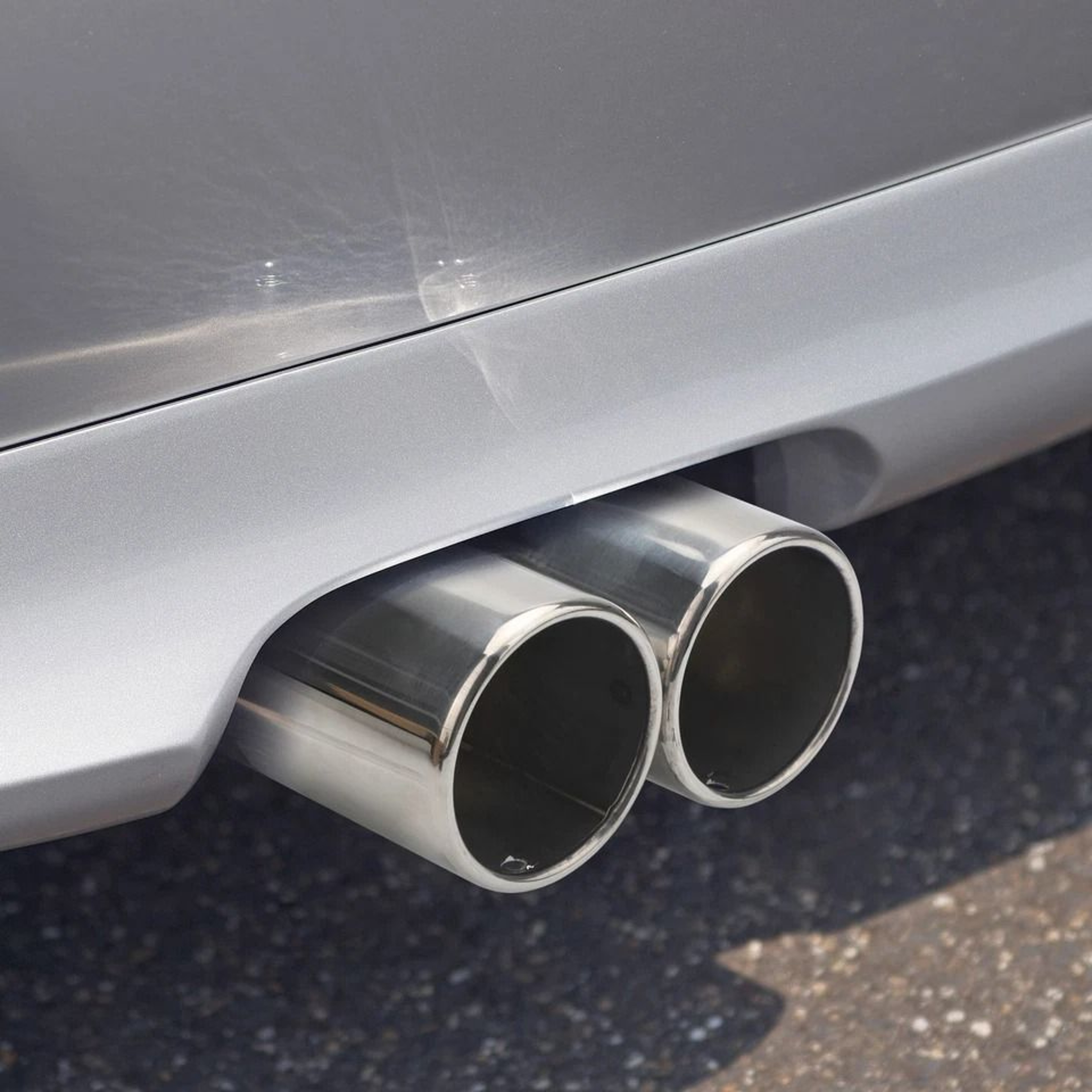 Universal Dual Exhaust Tip Muffler  Stainless Steel Round Design ClampOn Installation 0