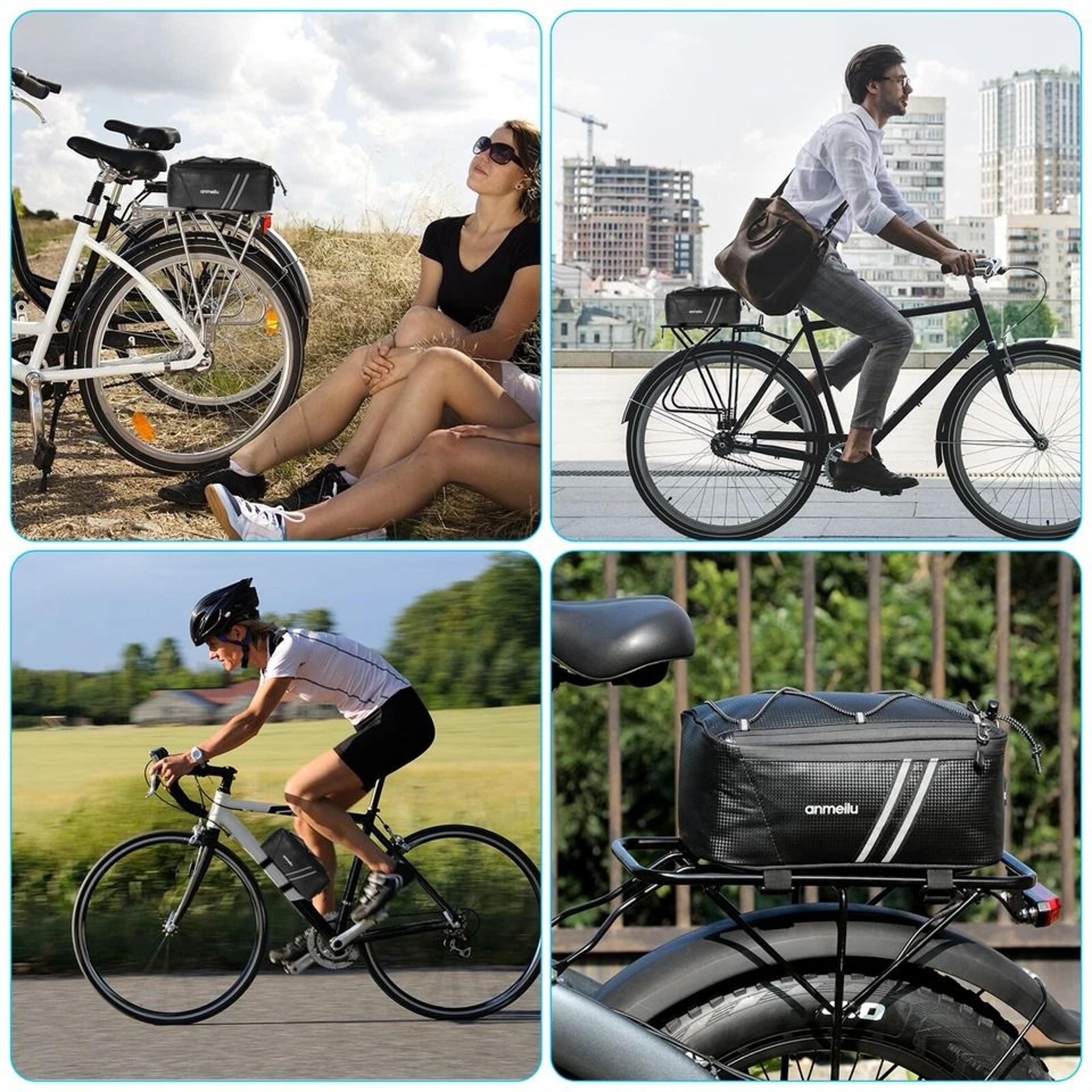 Waterproof Bicycle Rear Rack Seat Bag  Bike Cycling Storage Pouch Trunk Pannier Durable PU Leather 1