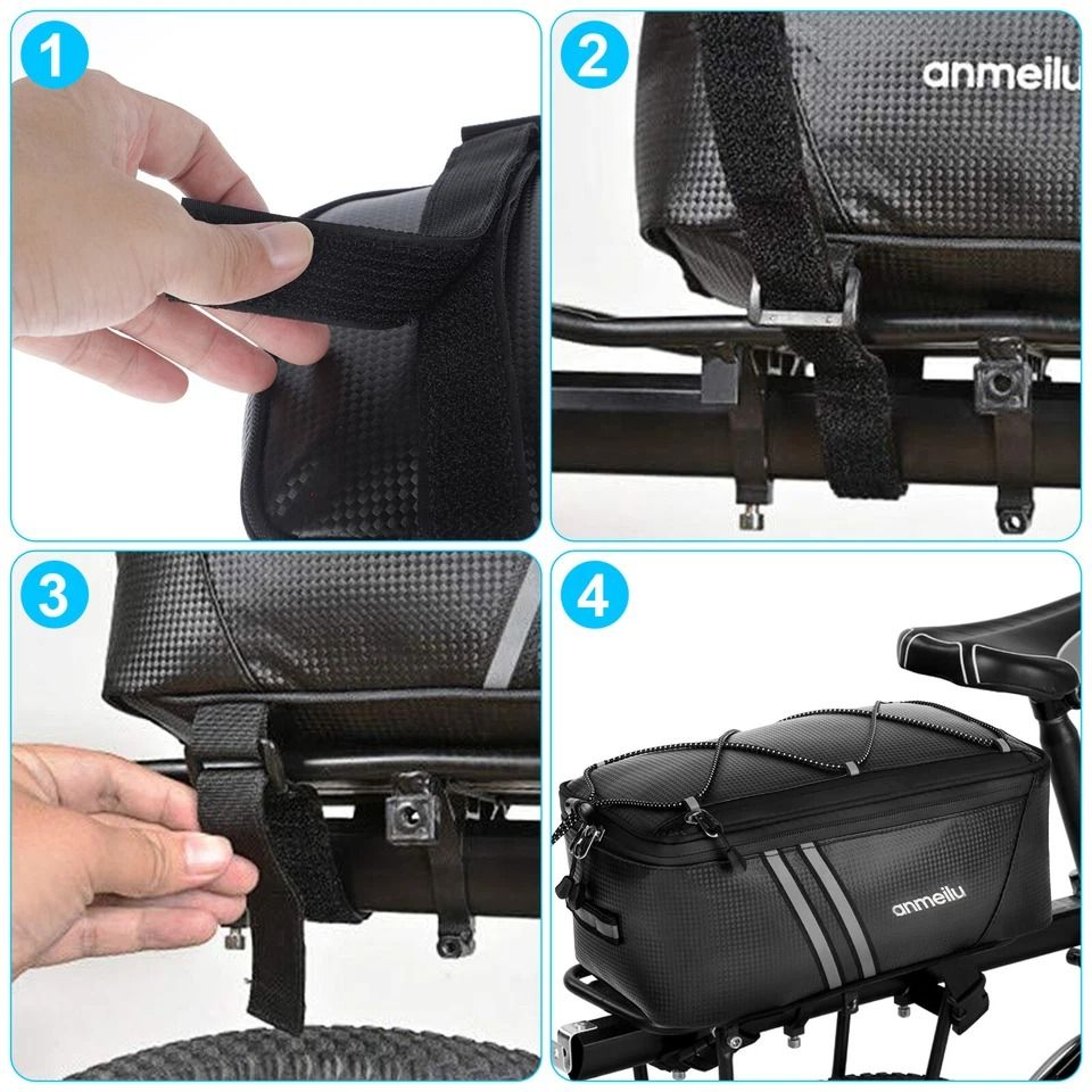 Waterproof Bicycle Rear Rack Seat Bag  Bike Cycling Storage Pouch Trunk Pannier Durable PU Leather 2