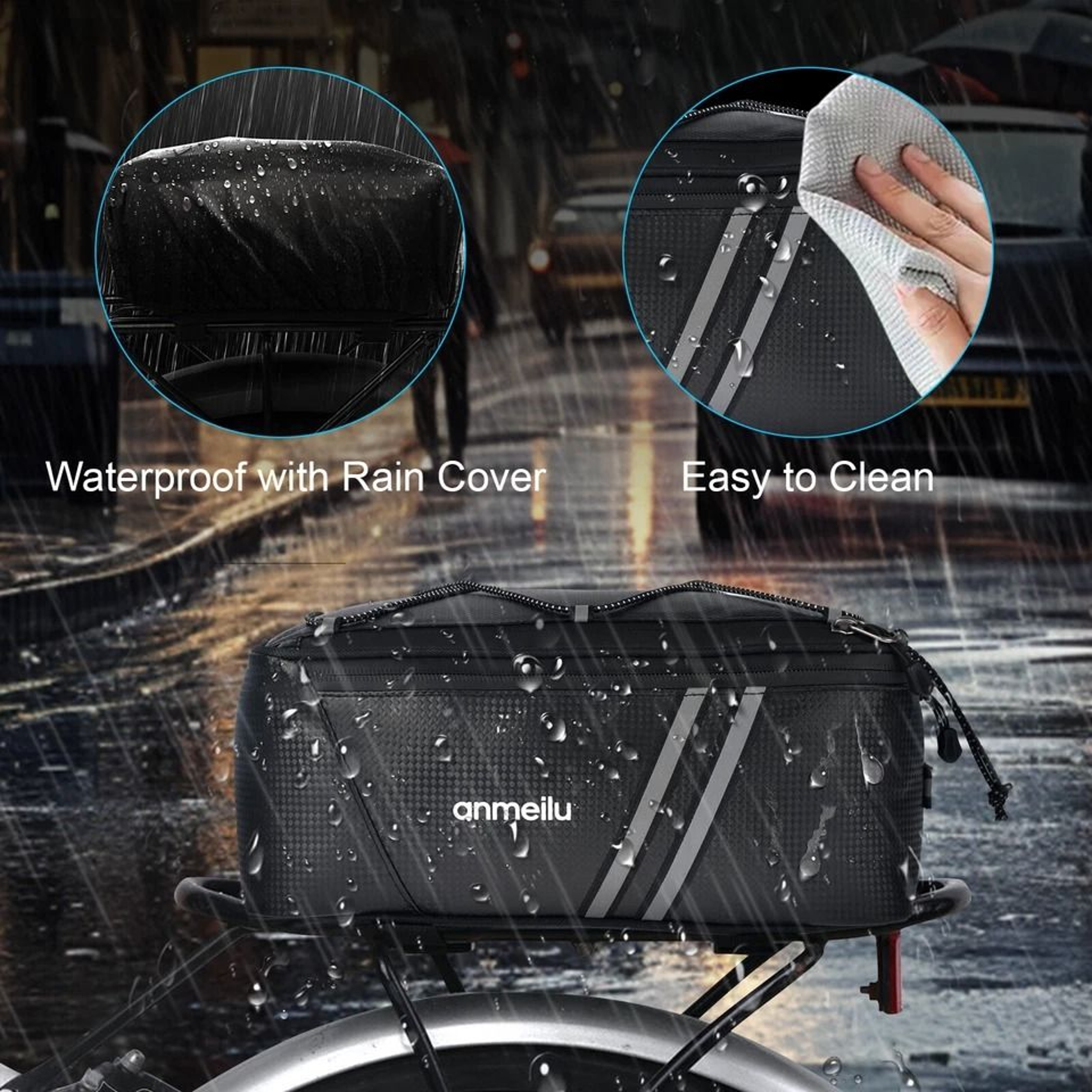 Waterproof Bicycle Rear Rack Seat Bag  Bike Cycling Storage Pouch Trunk Pannier Durable PU Leather 3