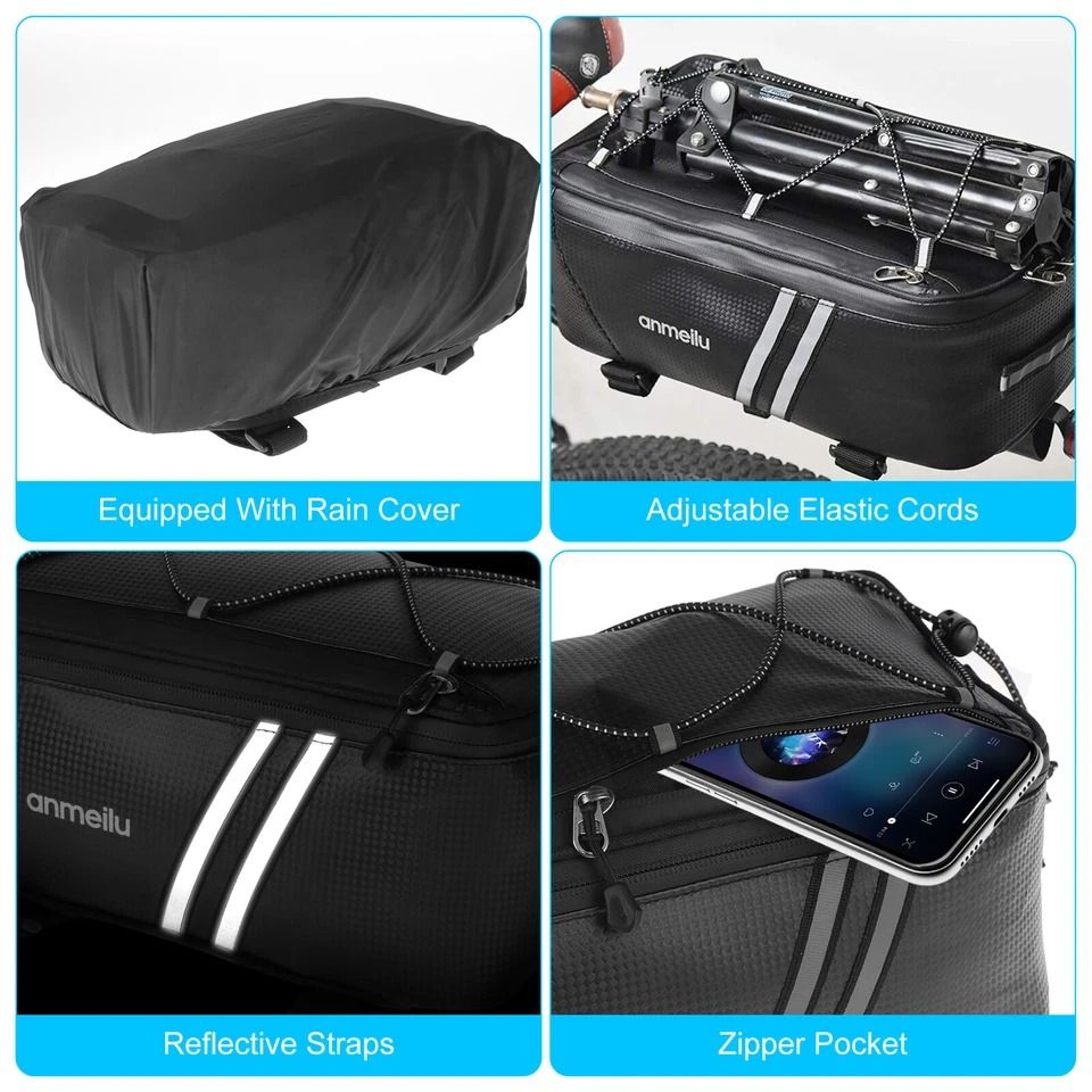 Waterproof Bicycle Rear Rack Seat Bag  Bike Cycling Storage Pouch Trunk Pannier Durable PU Leather 4