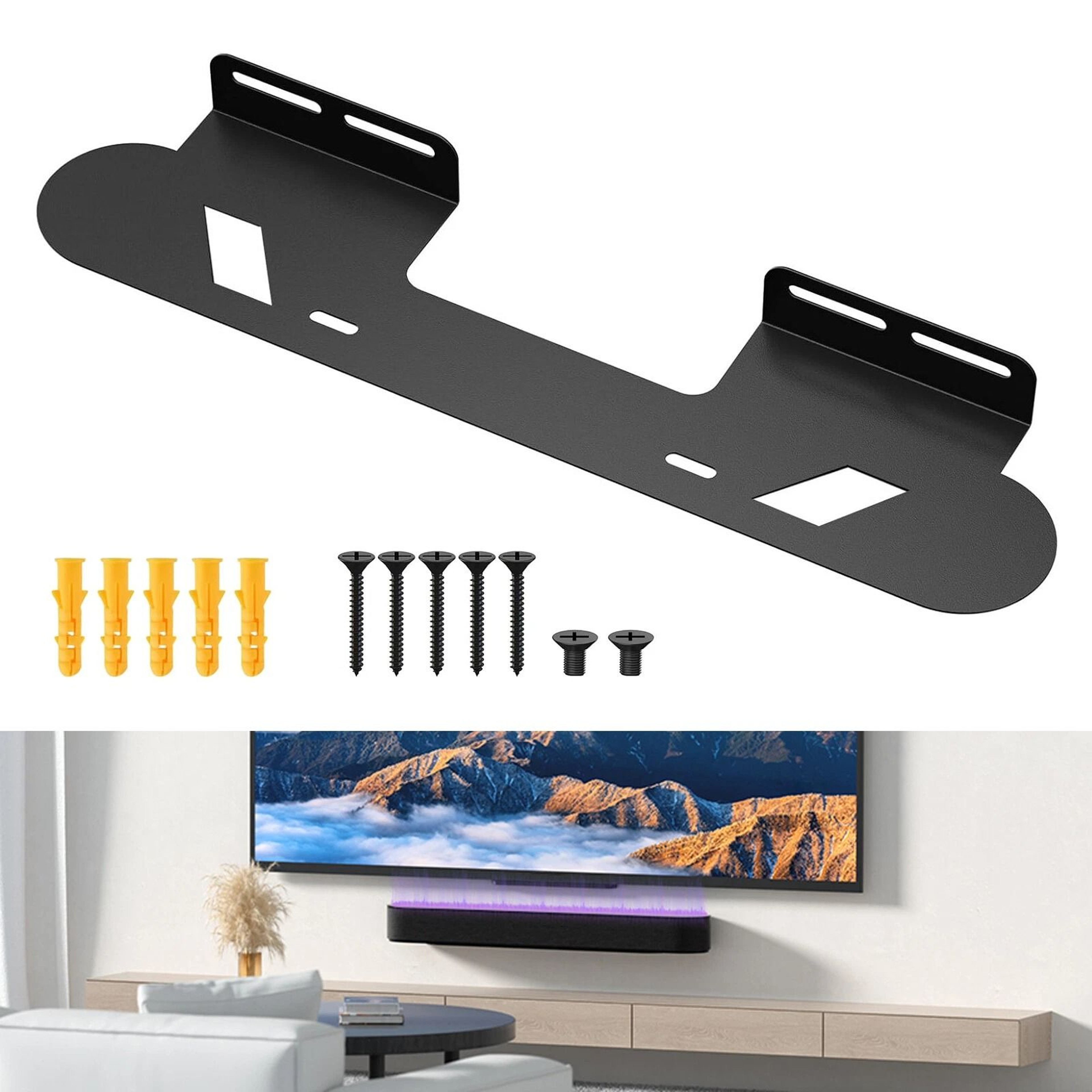 Soundbar Wall Mount Bracket  Black Speaker Stand Holder 6