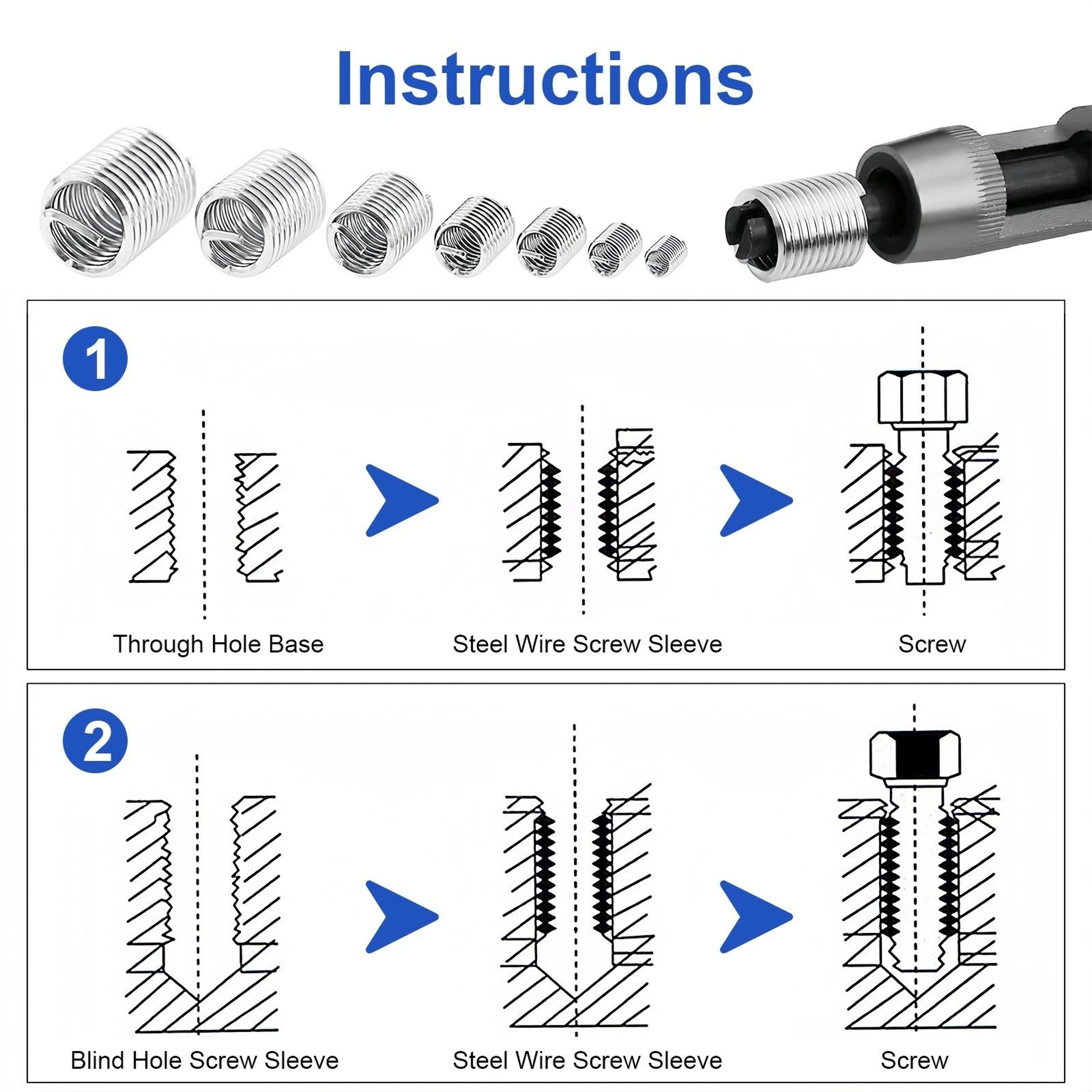 Stainless Steel SelfTapping Thread Inserts Set For Industrial Repairs  Durable And Easy To Use 3