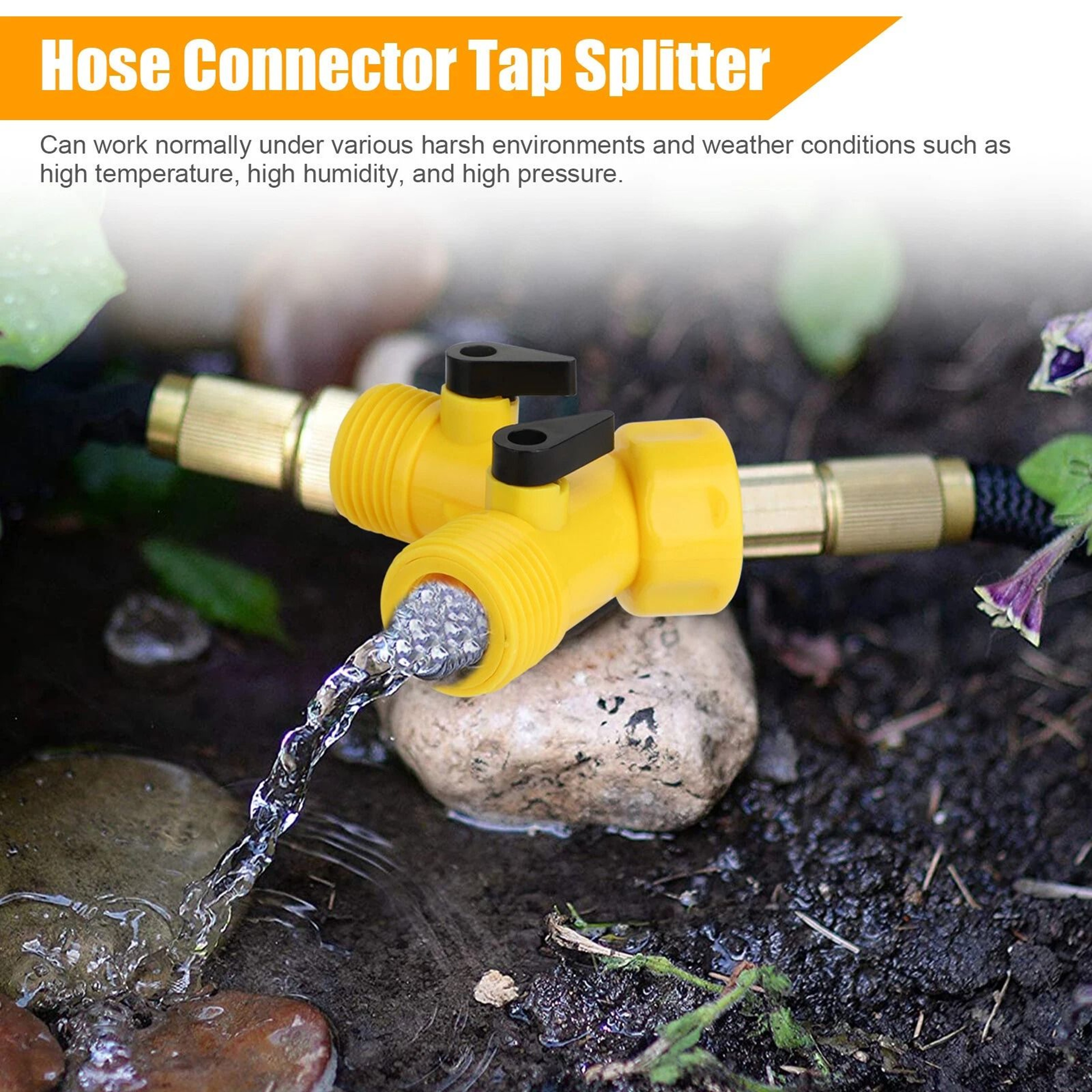 Heavy Duty Hose Splitter Connector With Valves For Garden Taps 8